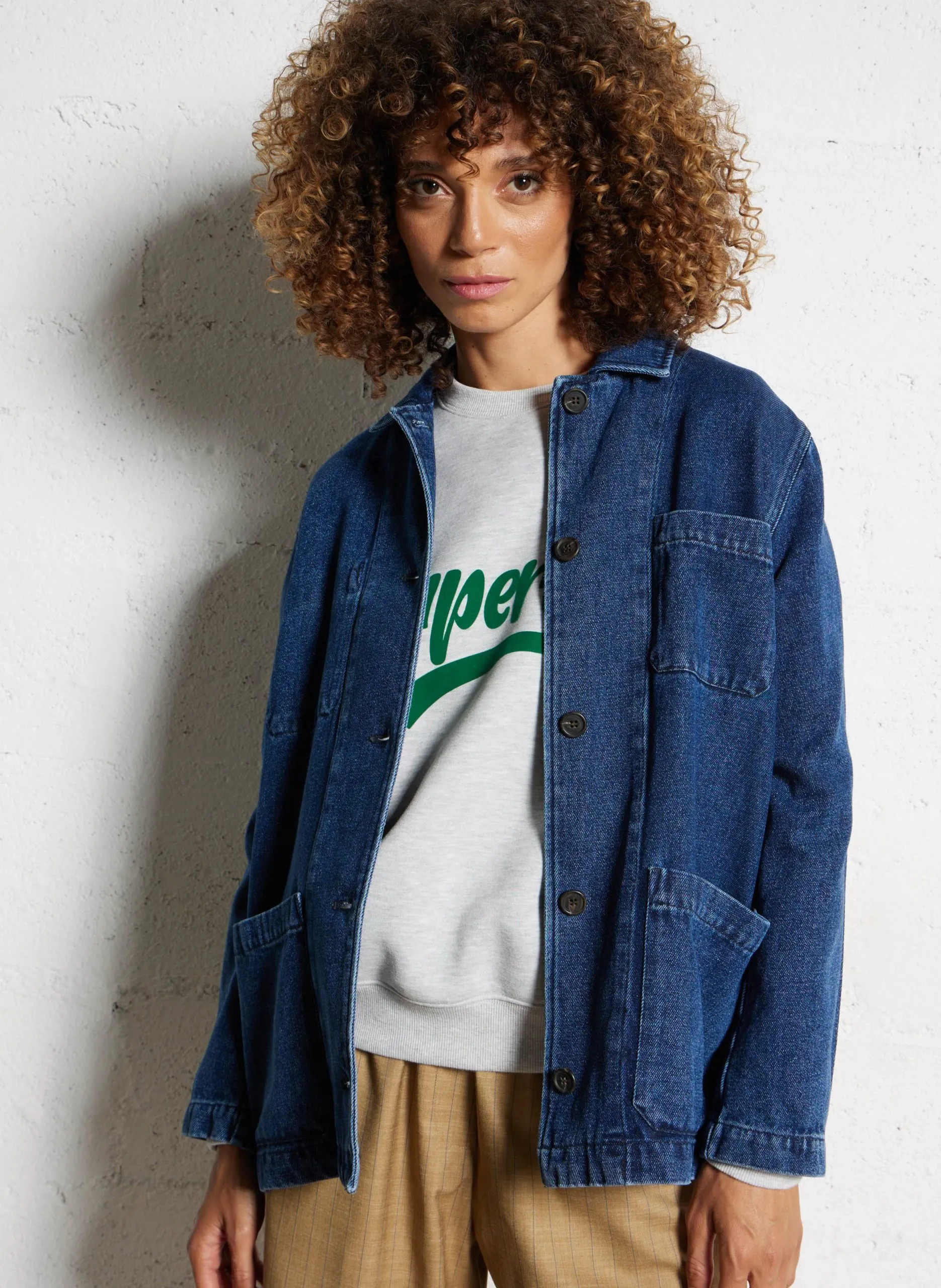 Gerade geschnittene Hemdjacke mit klassischem Kragen Blau VERDI