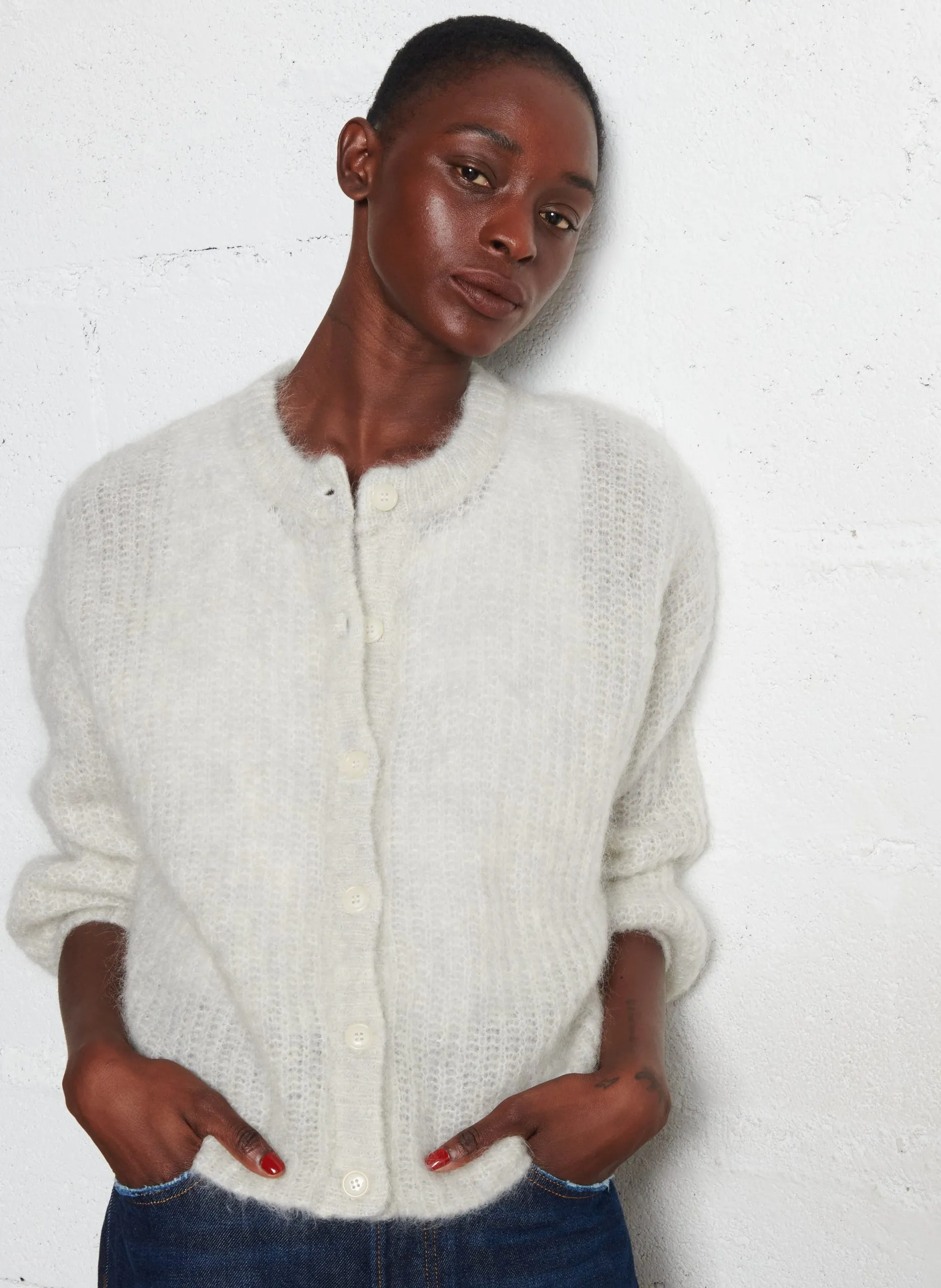 Flauschige weite Wollmischweste Grau ALMA