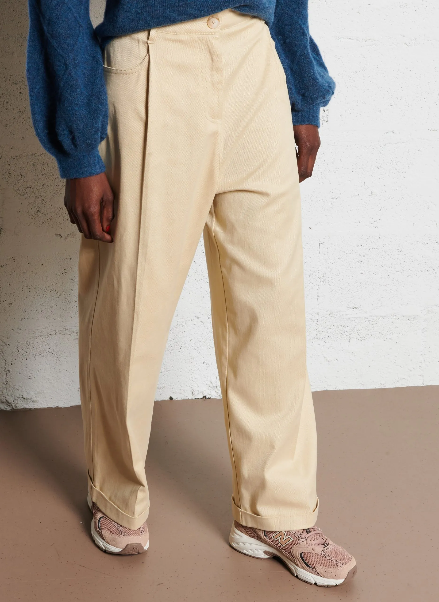 Weit geschnittene Hose Beige LUTON