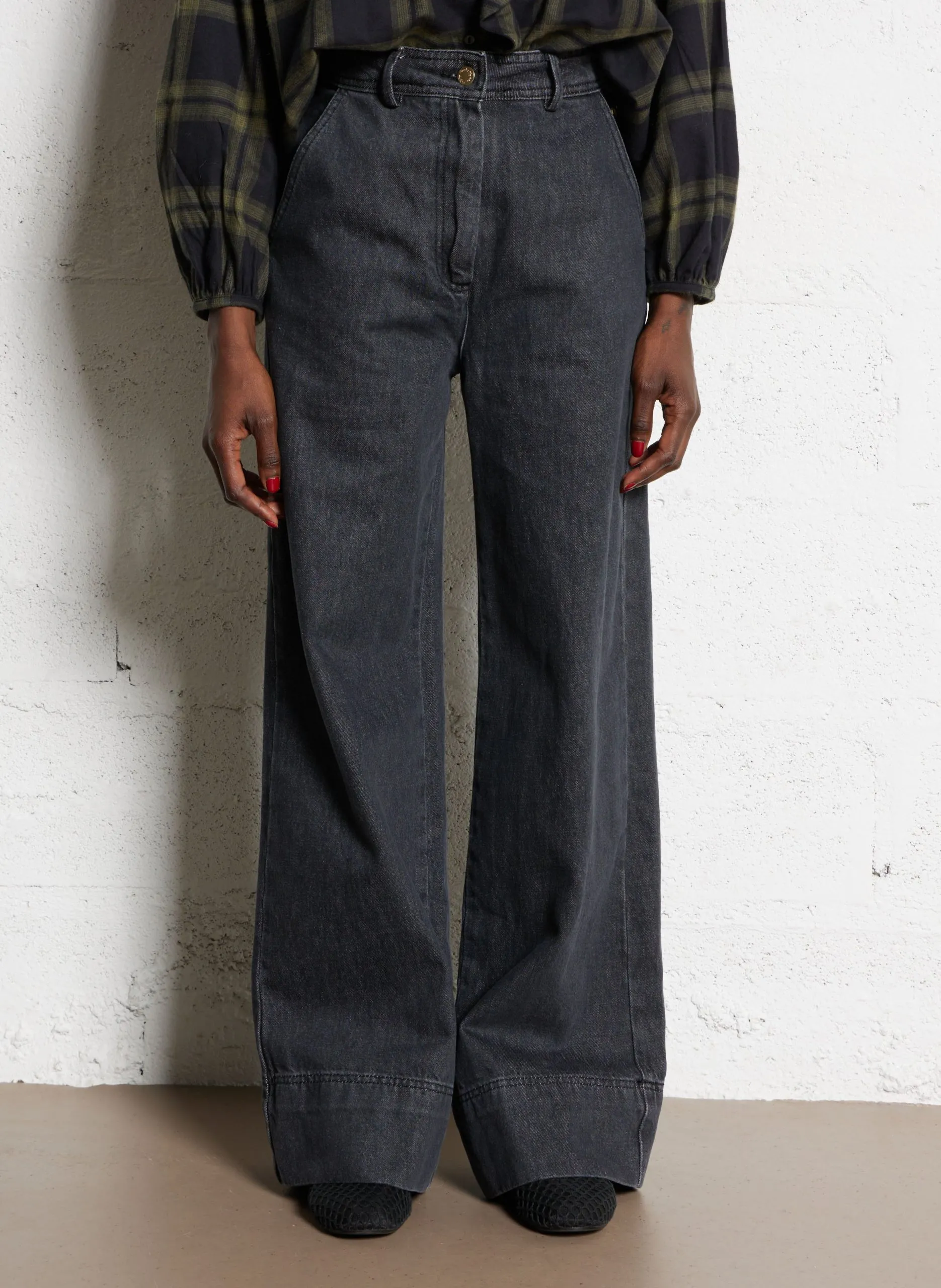 Weit geschnittene Jeans - aus Baumwolle Schwarz LENTURA