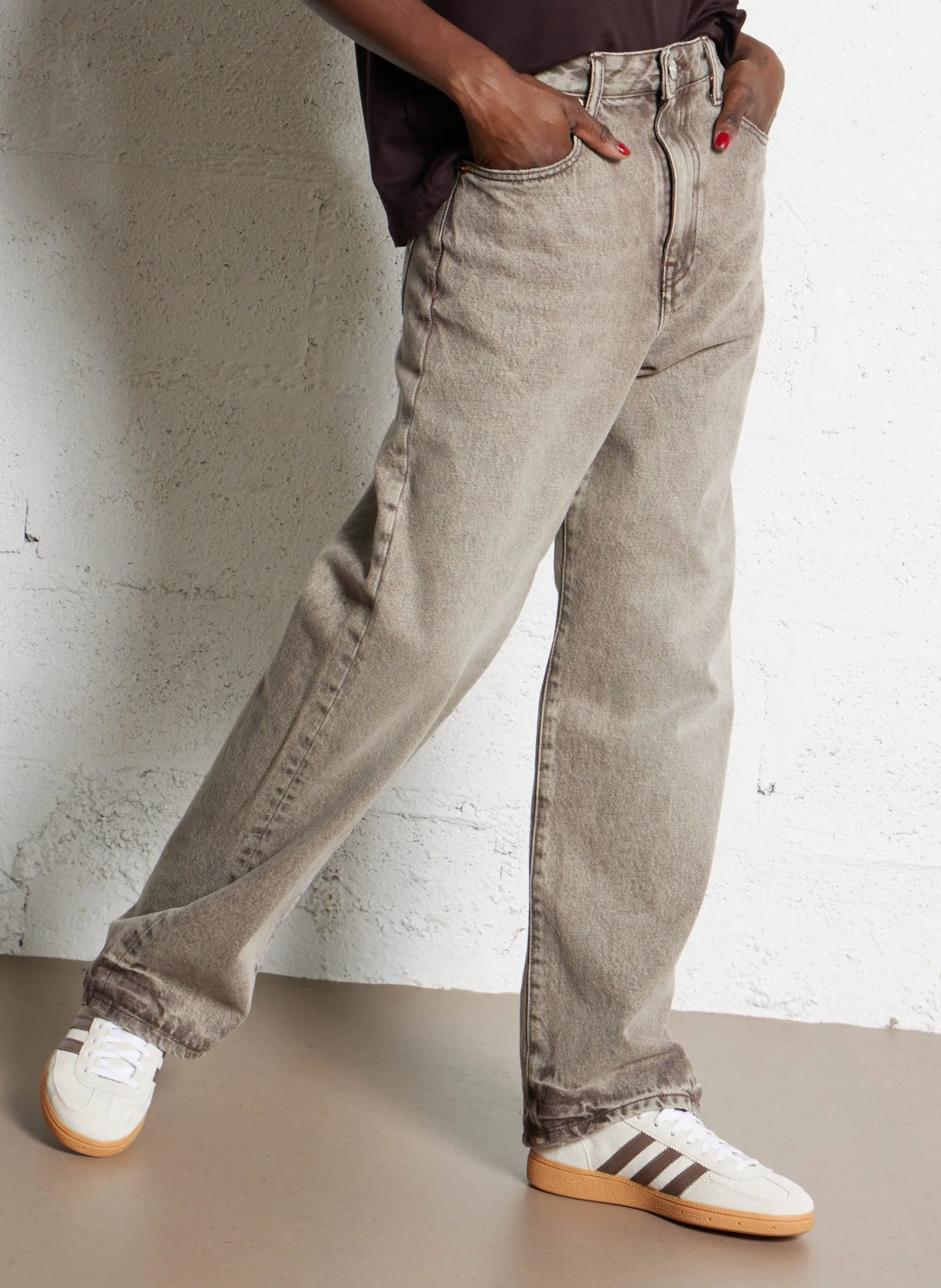 Weit geschnittene Stone-Washed-Jeans Braun POKER