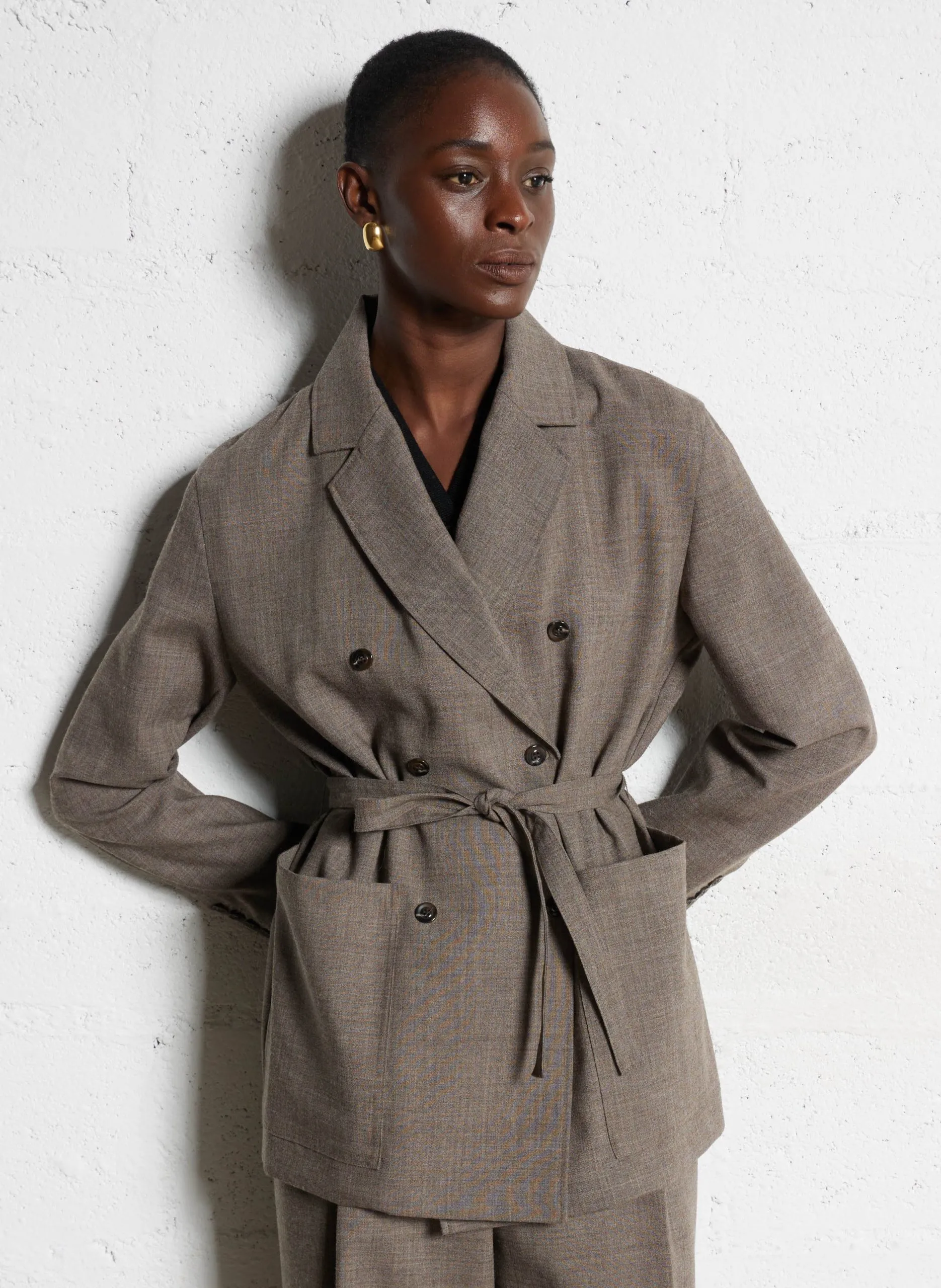 Gerade Wolljacke Braun DREW