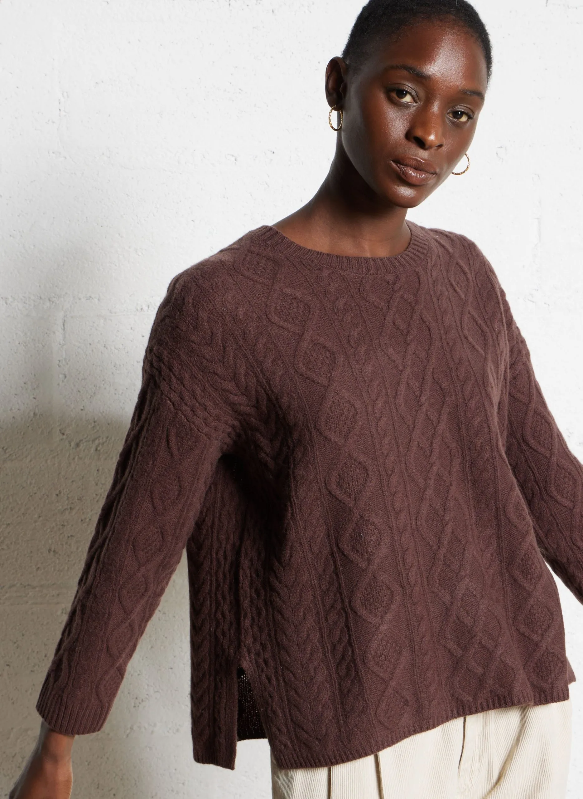 Oversize-Pullover aus Wolle Braun PAYS