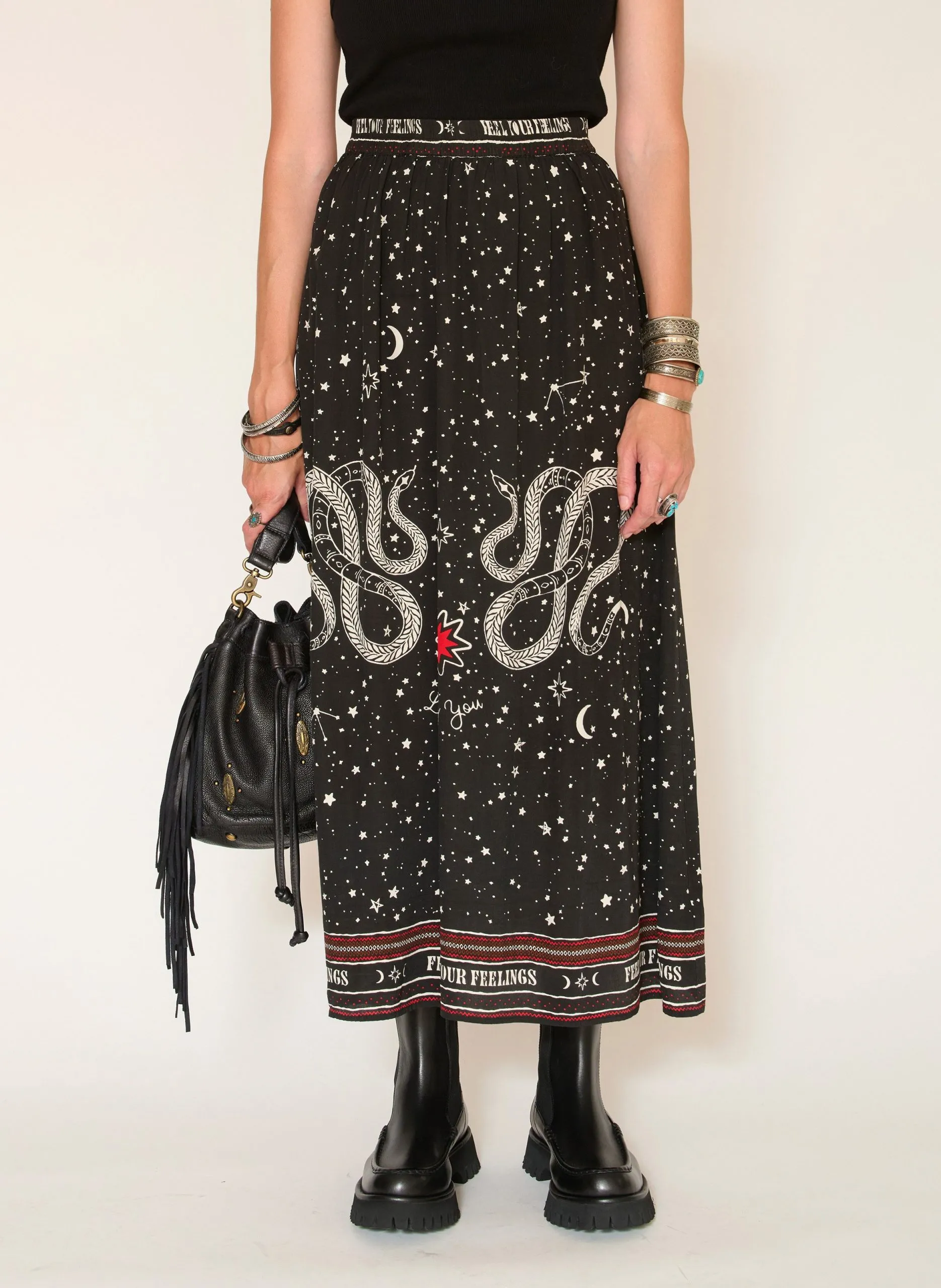 Kurzer Rock mit Print Schwarz JULIANE