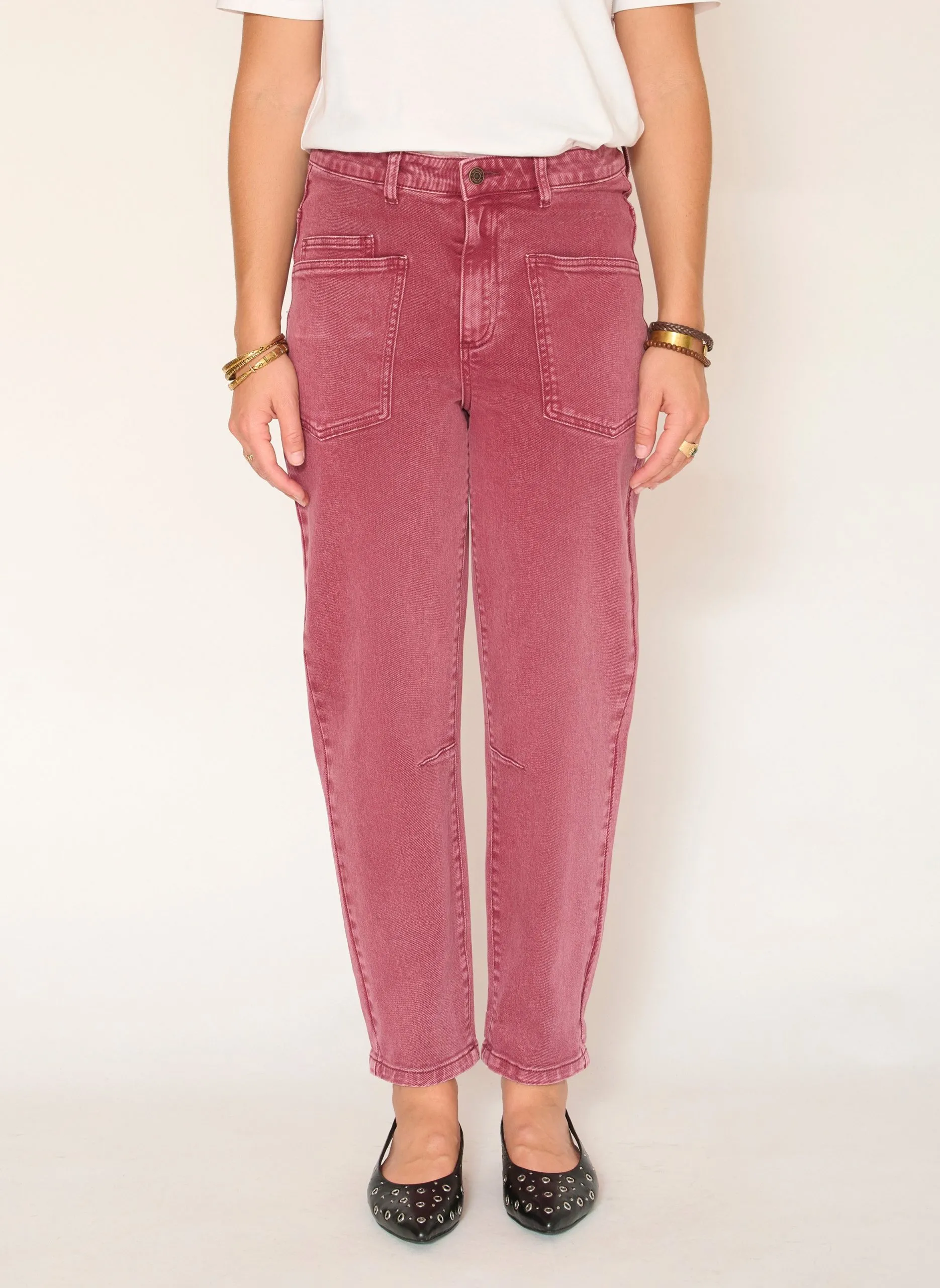 High Waist Slim Fit Jeans Rot PATRAS PACIFIC DRILL