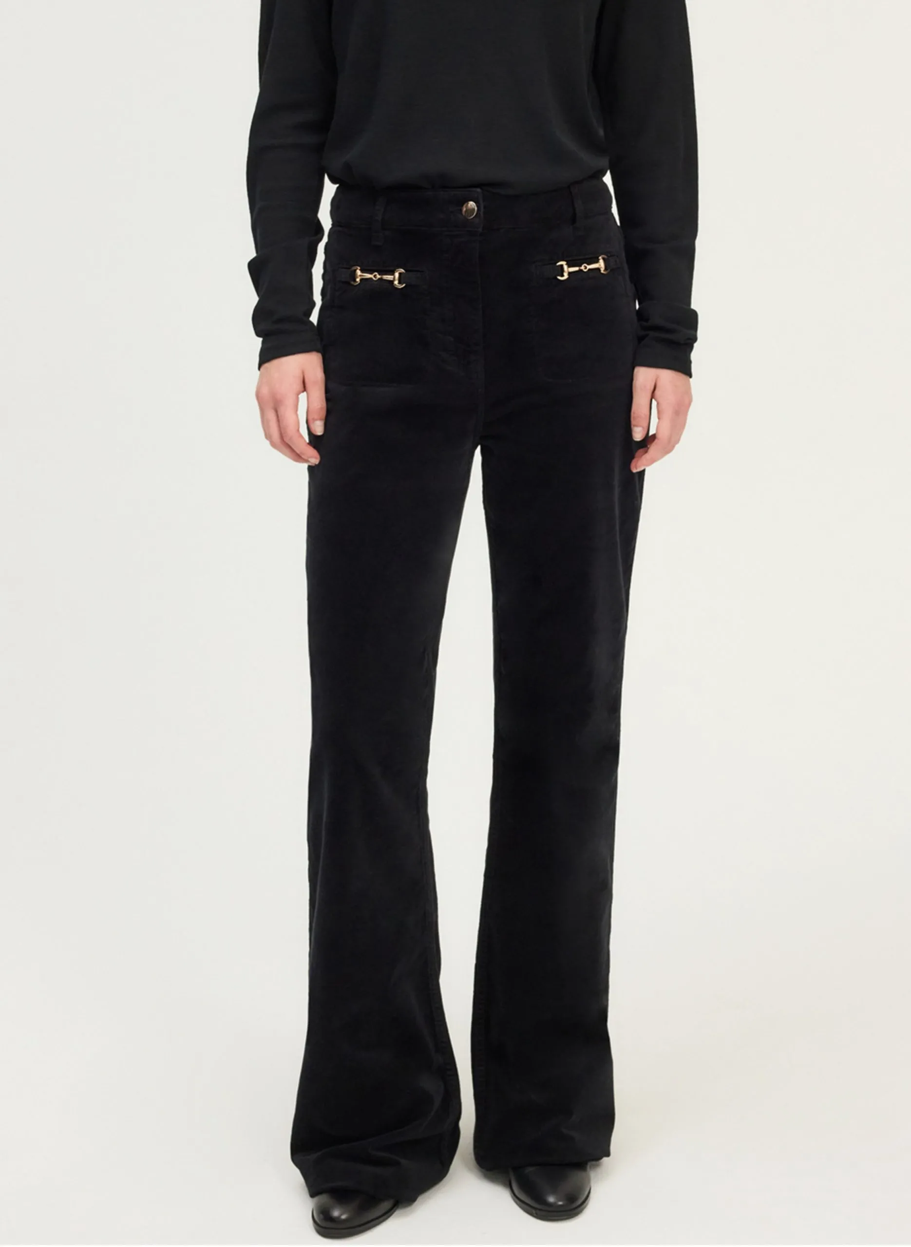 Flared Hose aus Samt Schwarz CHRYS