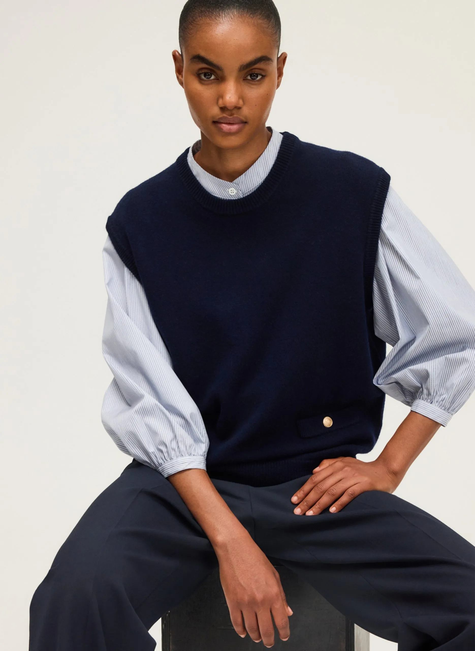 Wollpullunder mit Rundhalsausschnitt Blau ERMINIA