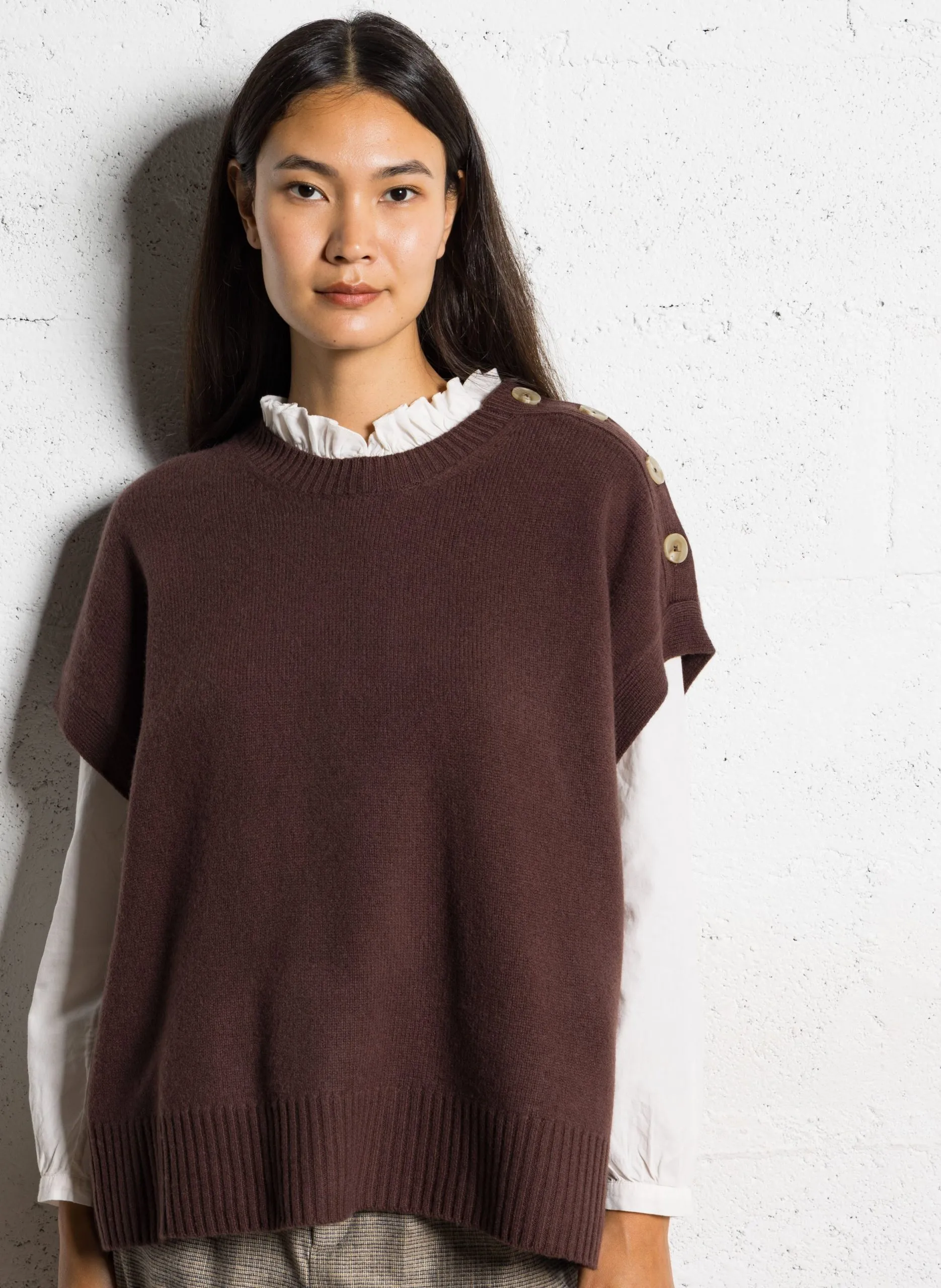 Oversize-Pullover aus Wolle Braun PAGE