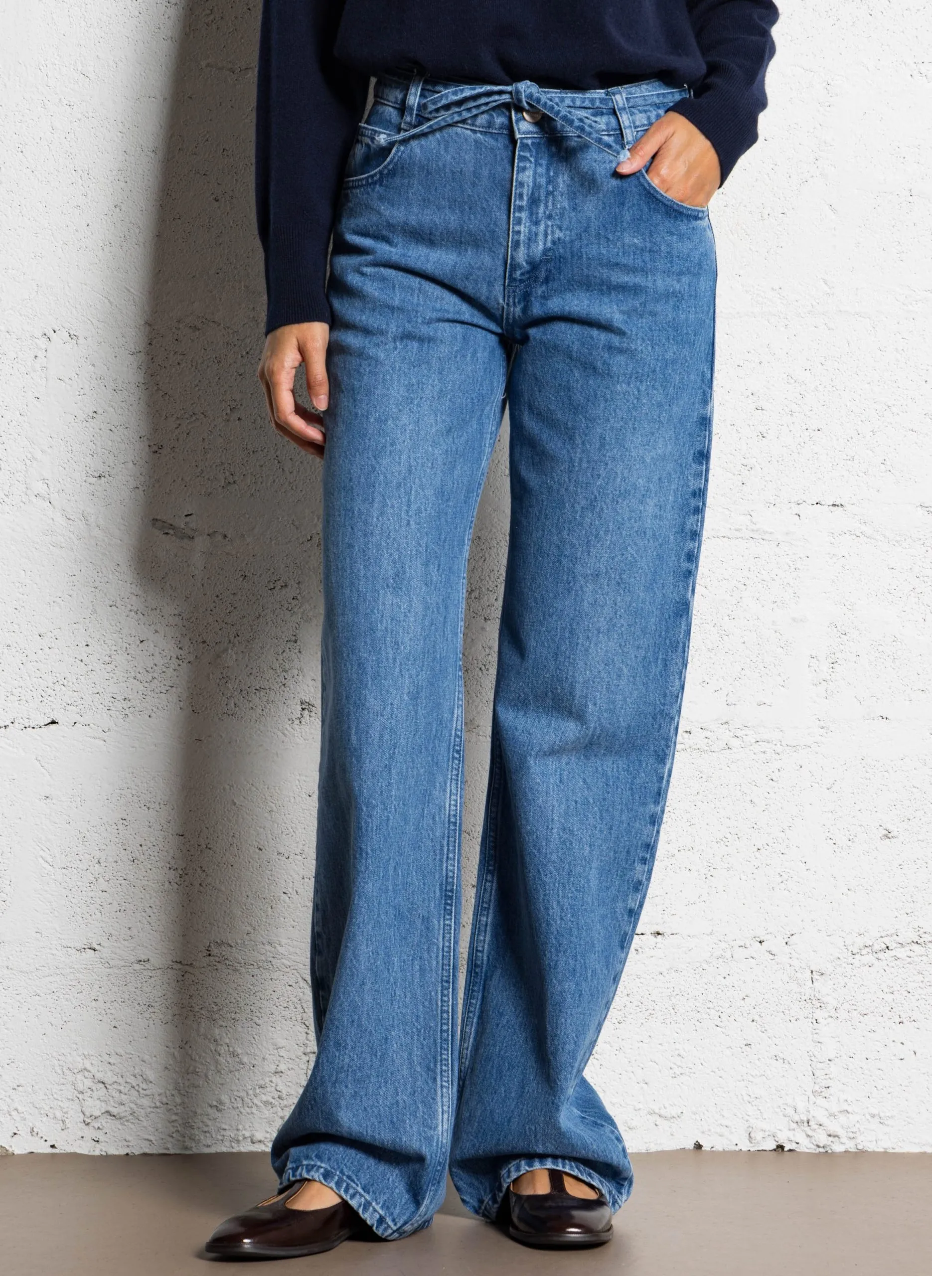 Csally - Gerade geschnittene Baumwollhose Blau SYLVIE