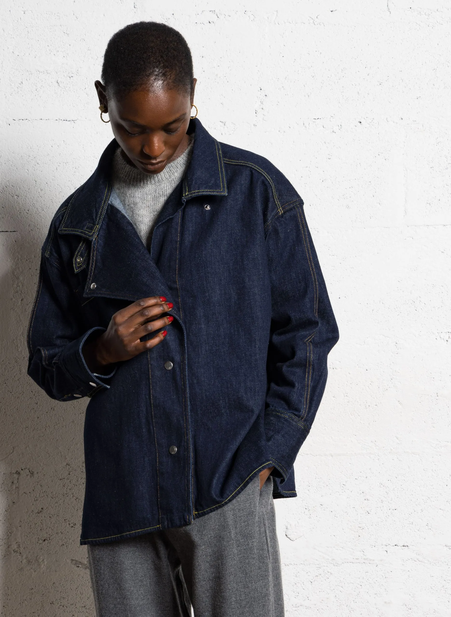 Oversize-Jeansjacke aus Baumwolle Blau EGAN