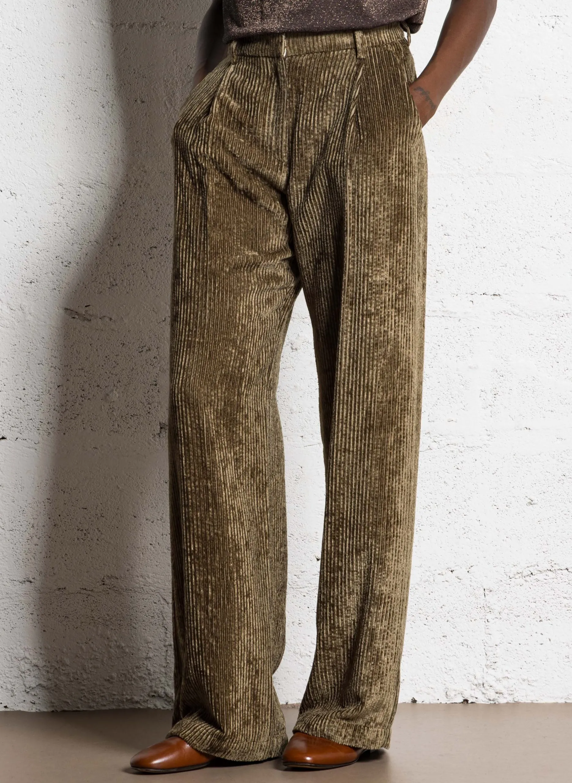 Caprihose aus Cord Khaki BLAKE