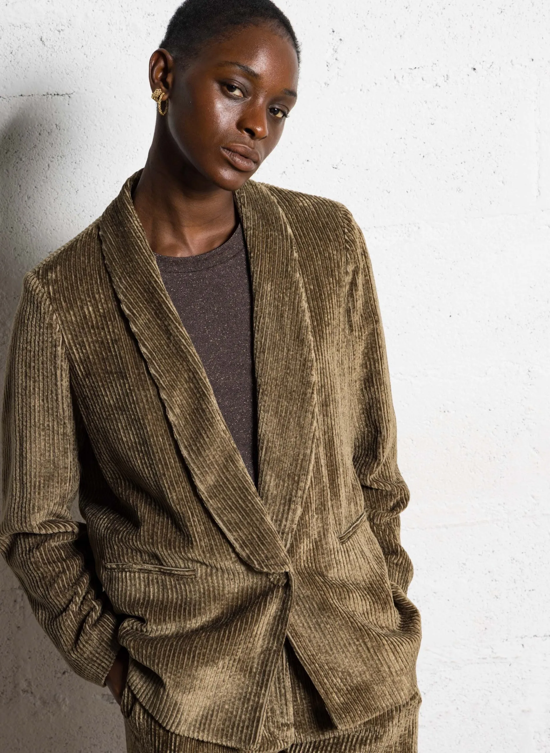 Gerade geschnittene Cordjacke Khaki PEMBROKE