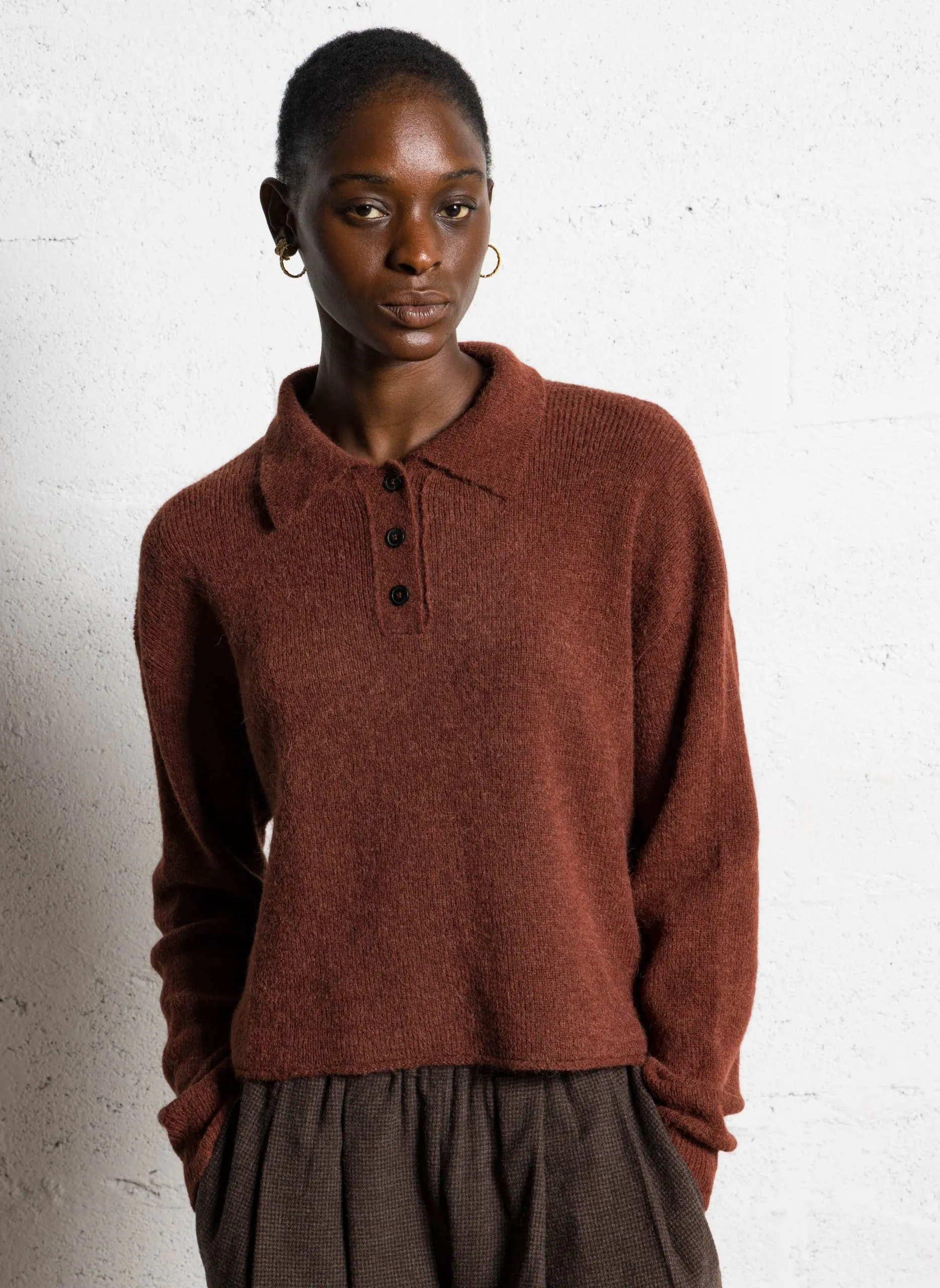 Oversize-Pullover mit klassischem Kragen aus einer Wollmischung Rot JEAN