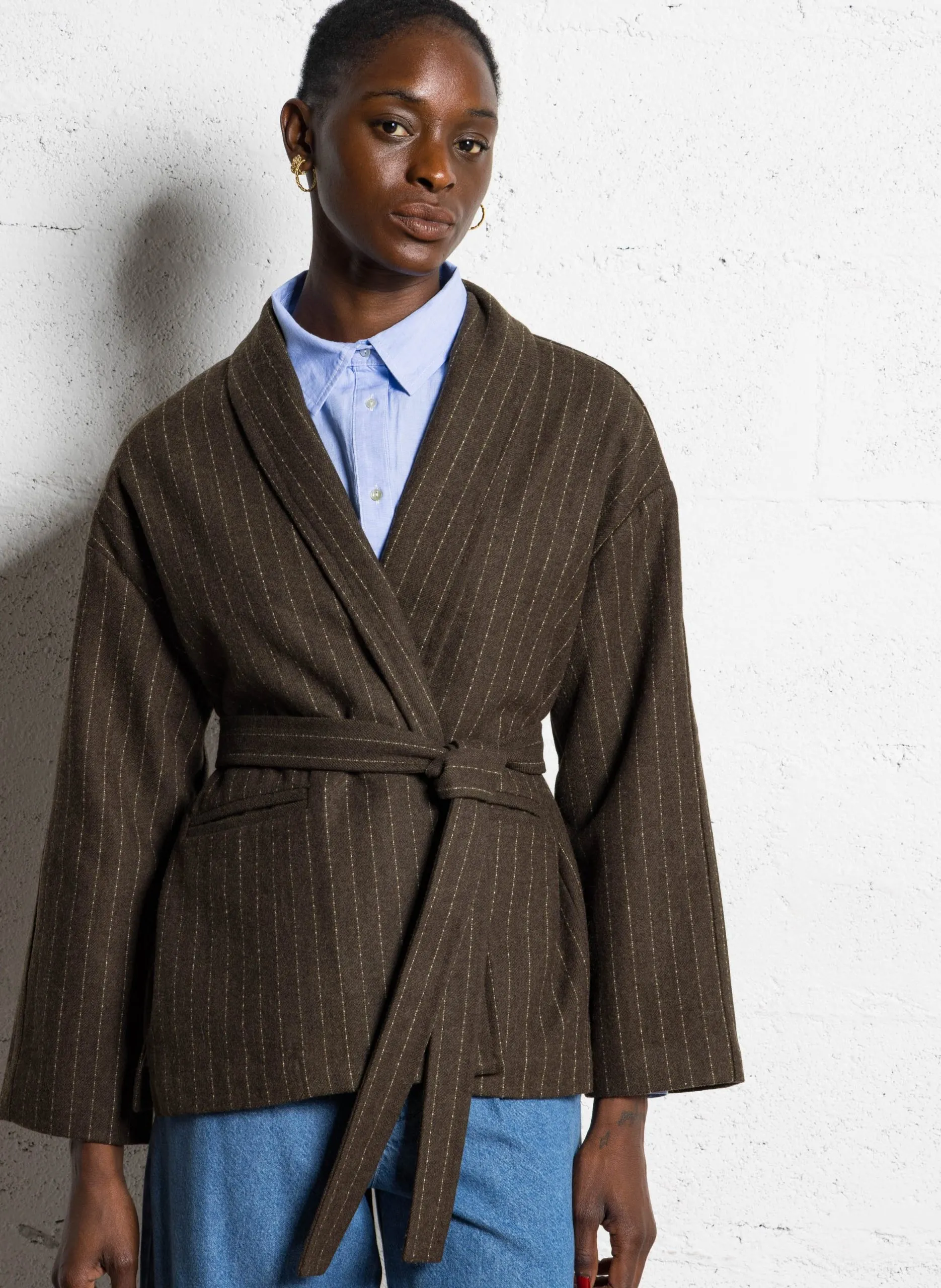 Jacke aus Wollmix mit Schalkragen Braun PAMELA