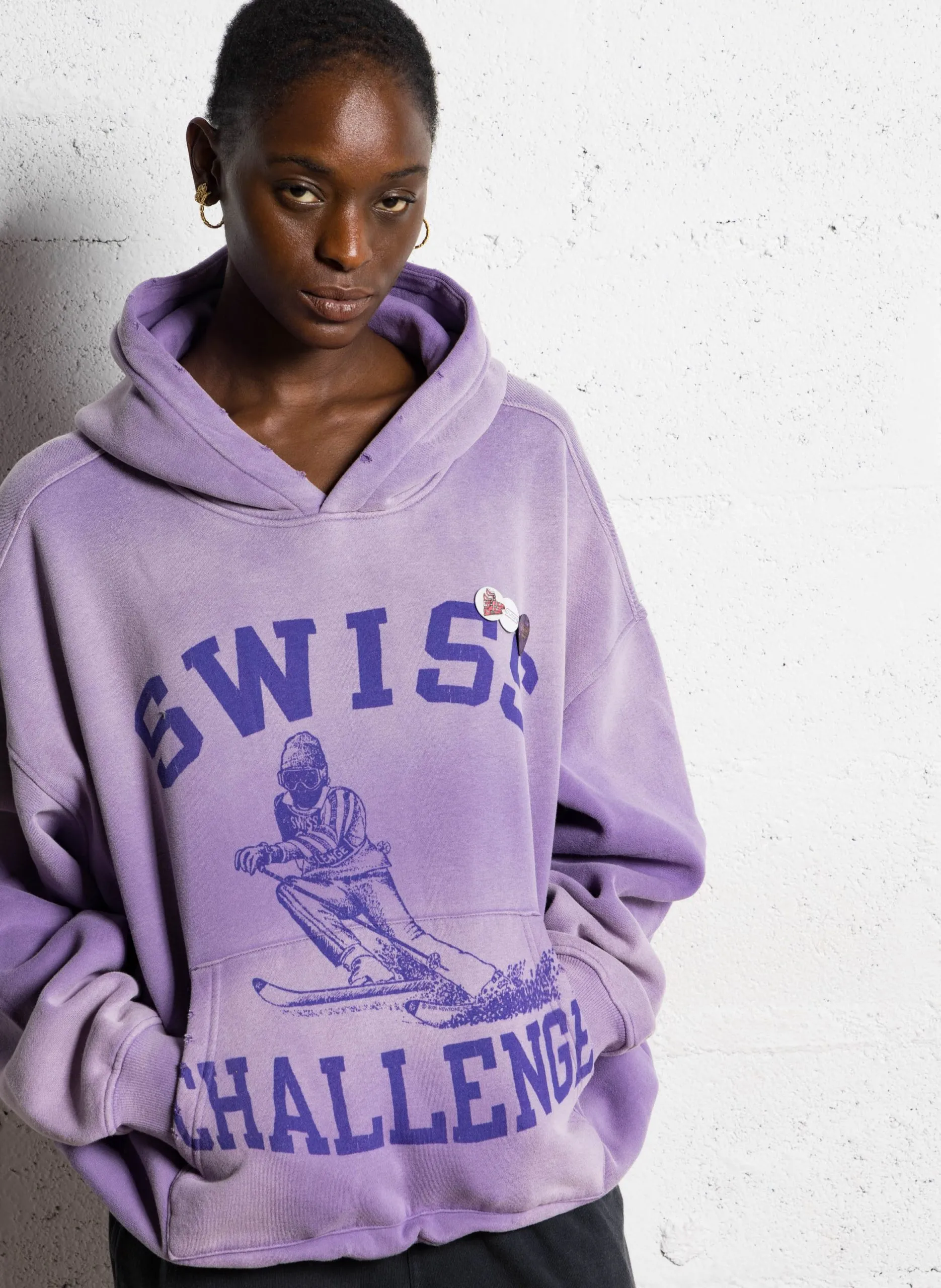 Rundhals-Sweatshirt aus Baumwoll-Mix Violett HOSSWIS