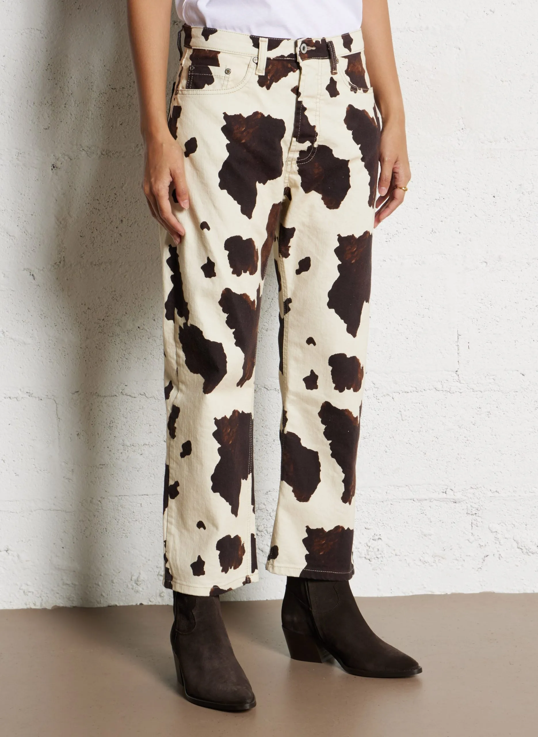 7/8-Hose aus Baumwoll-Mix Beige