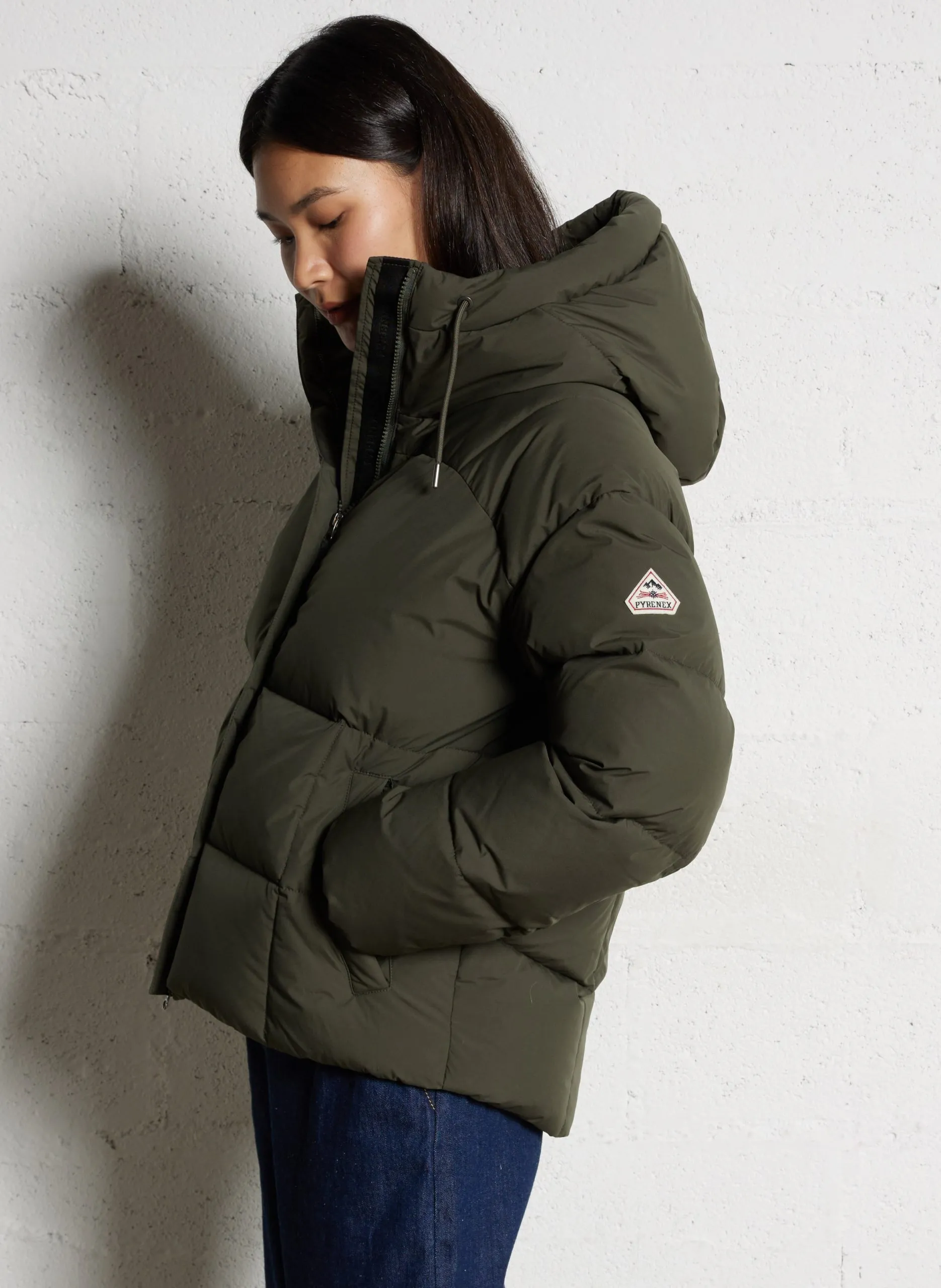 Gerade gesteppte Daunenjacke Khaki HARMONIE