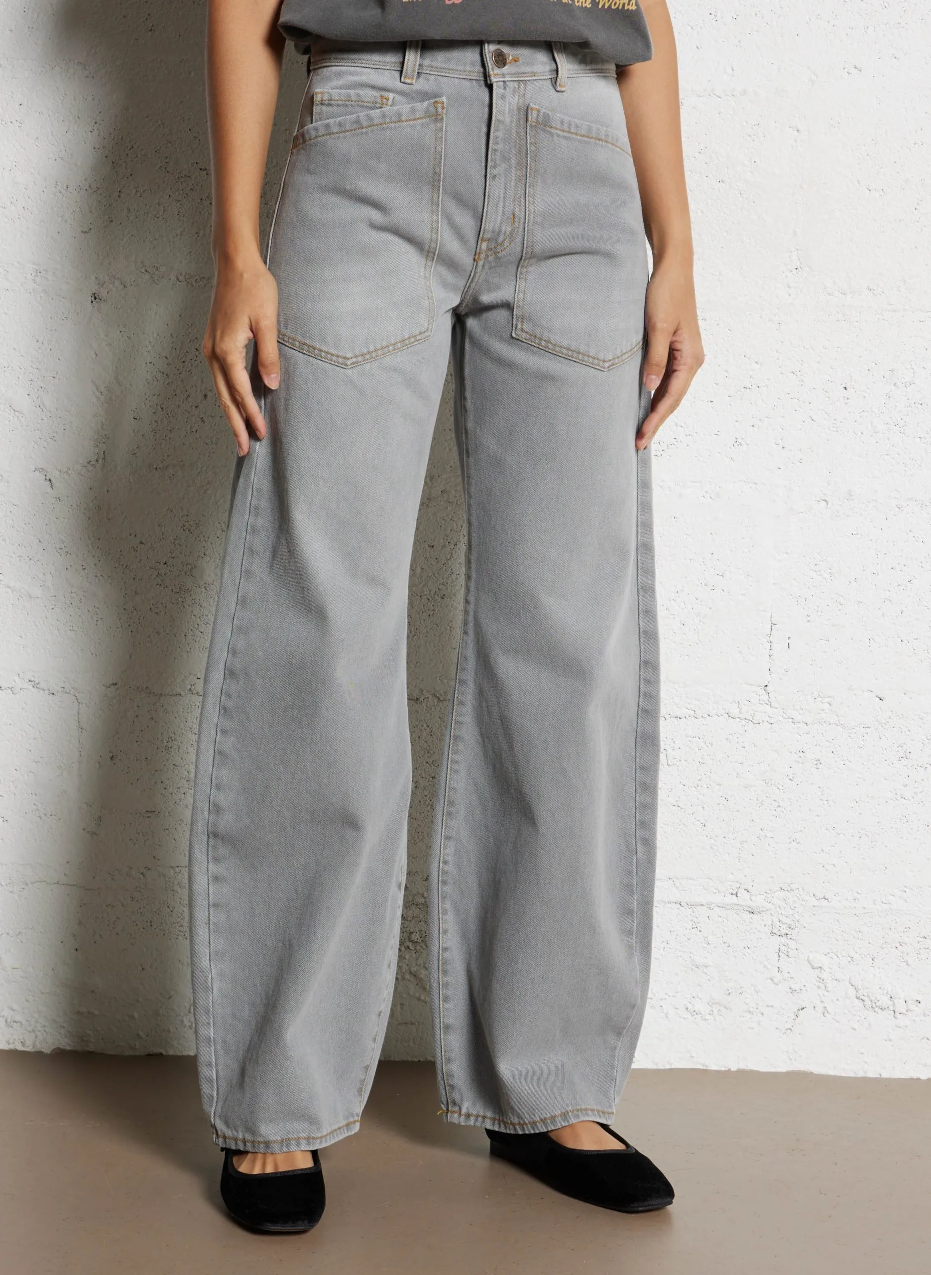 Weit geschnittene Jeans - aus Baumwolle Grau KENDRA