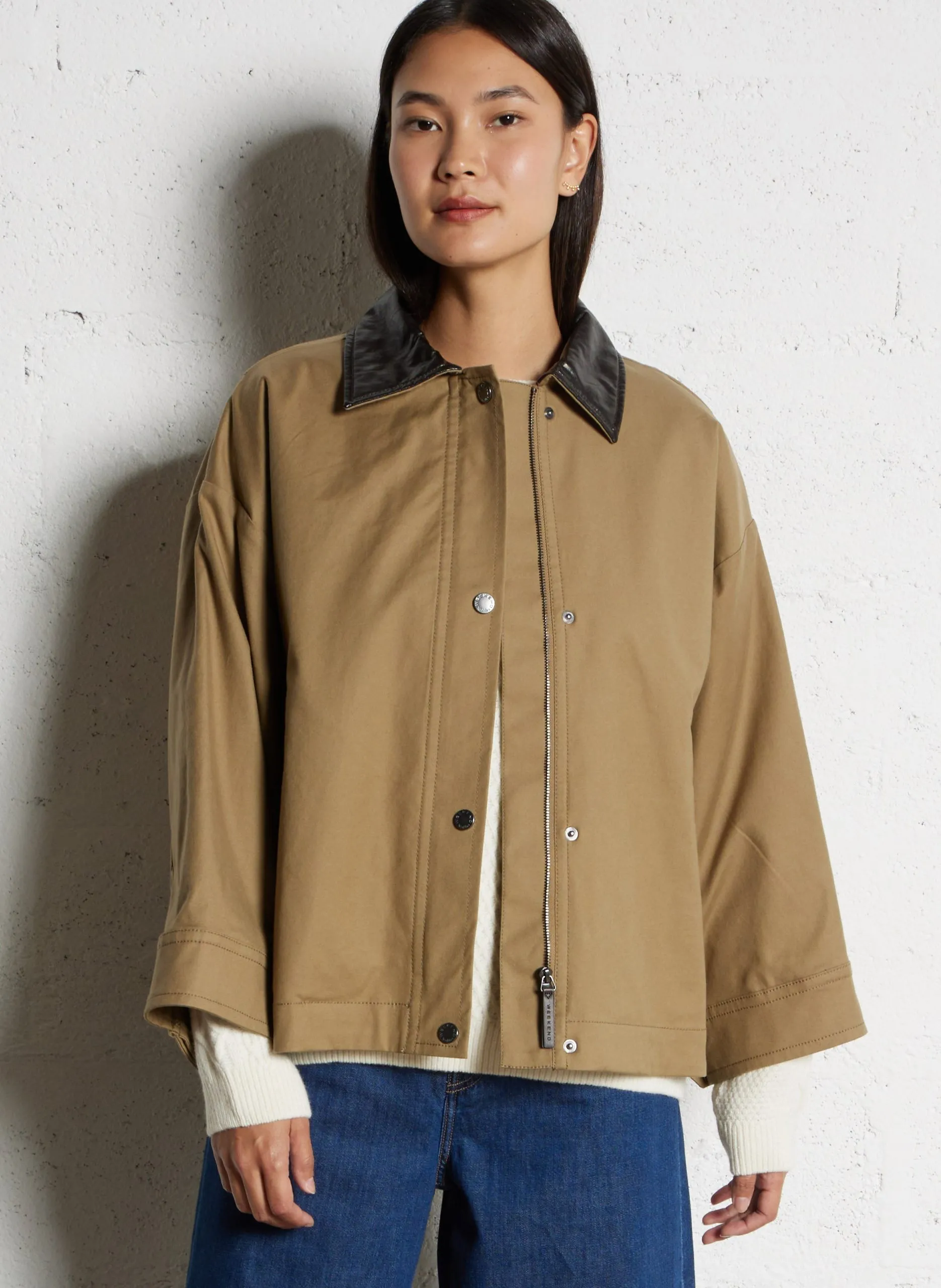 Baumwoll-Mix-Jacke mit klassischem Kragen Braun DOREMA