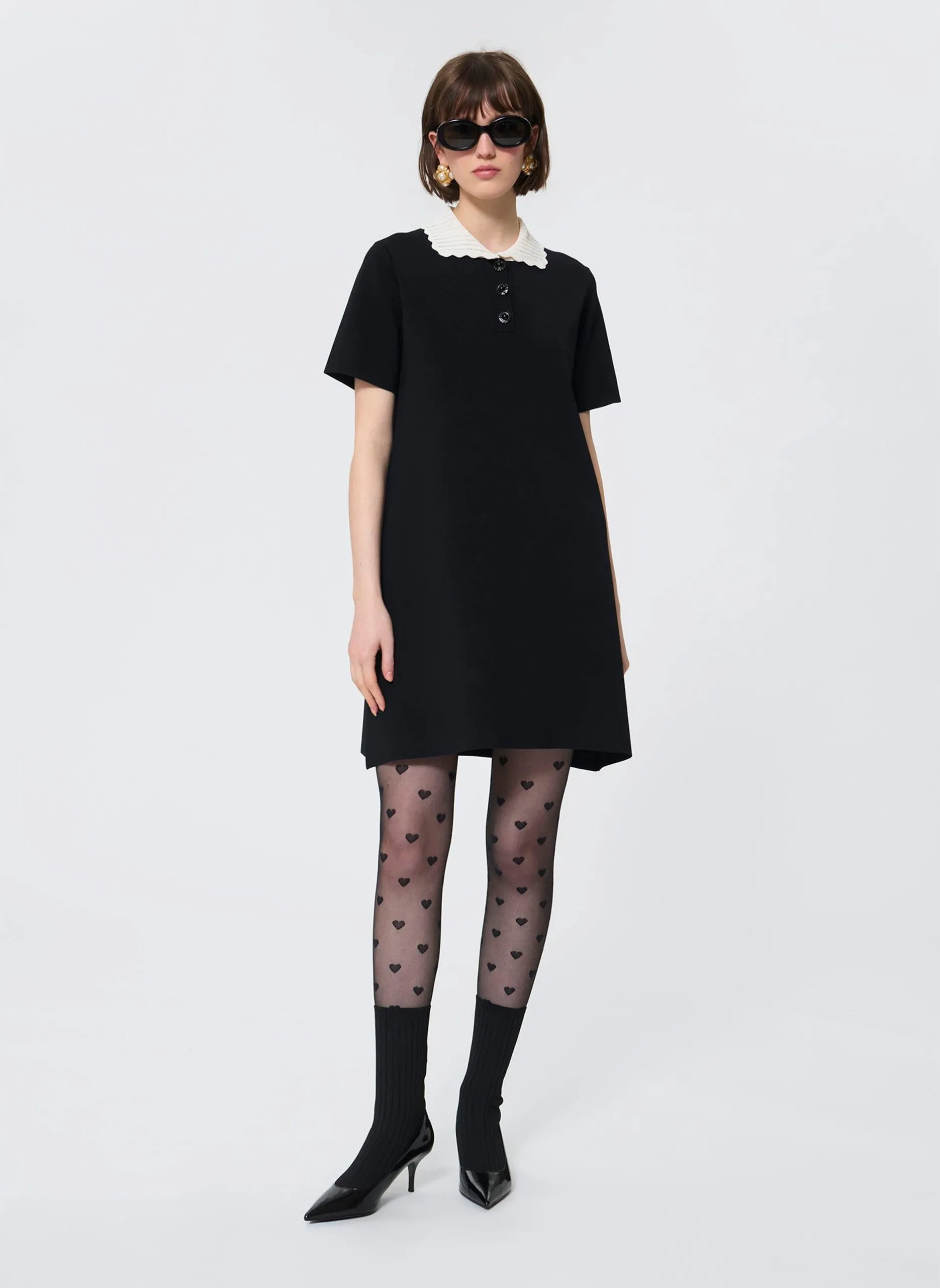 Kurzkleid mit Bubikragen Schwarz RUIZ