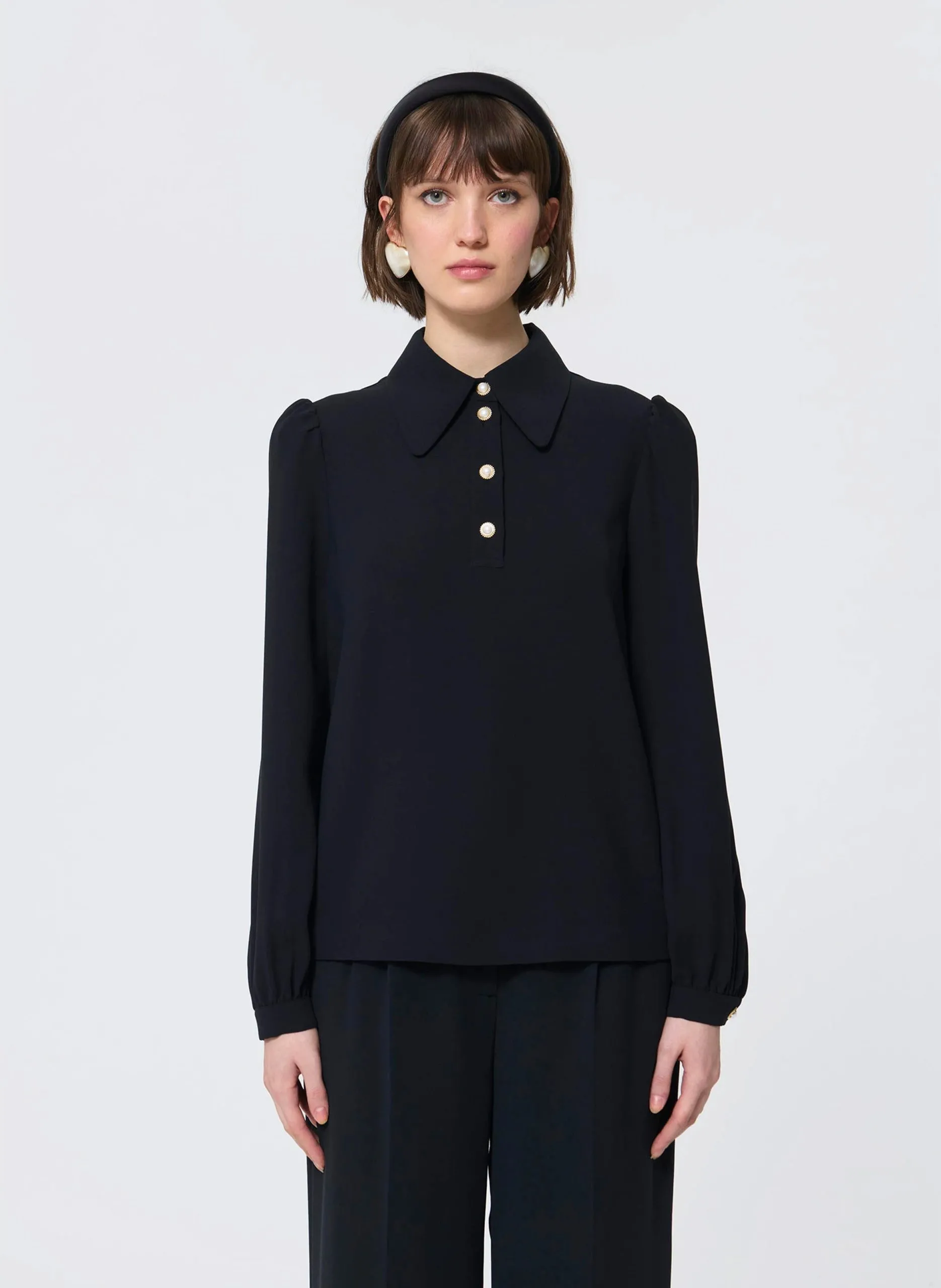 Blusenkragen aus Leder Schwarz TONIO