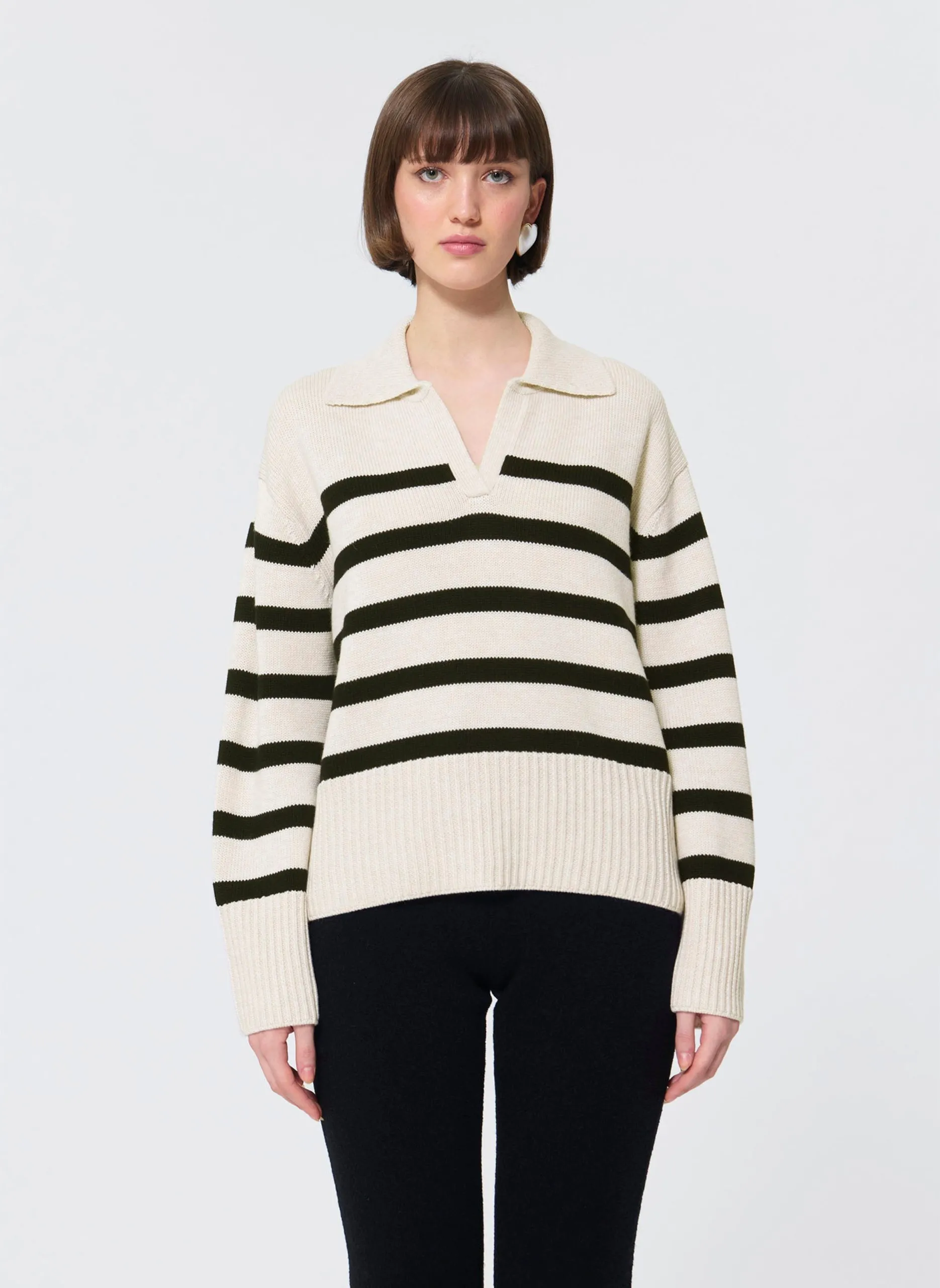 Pullover mit V-Ausschnitt Beige PAOLA
