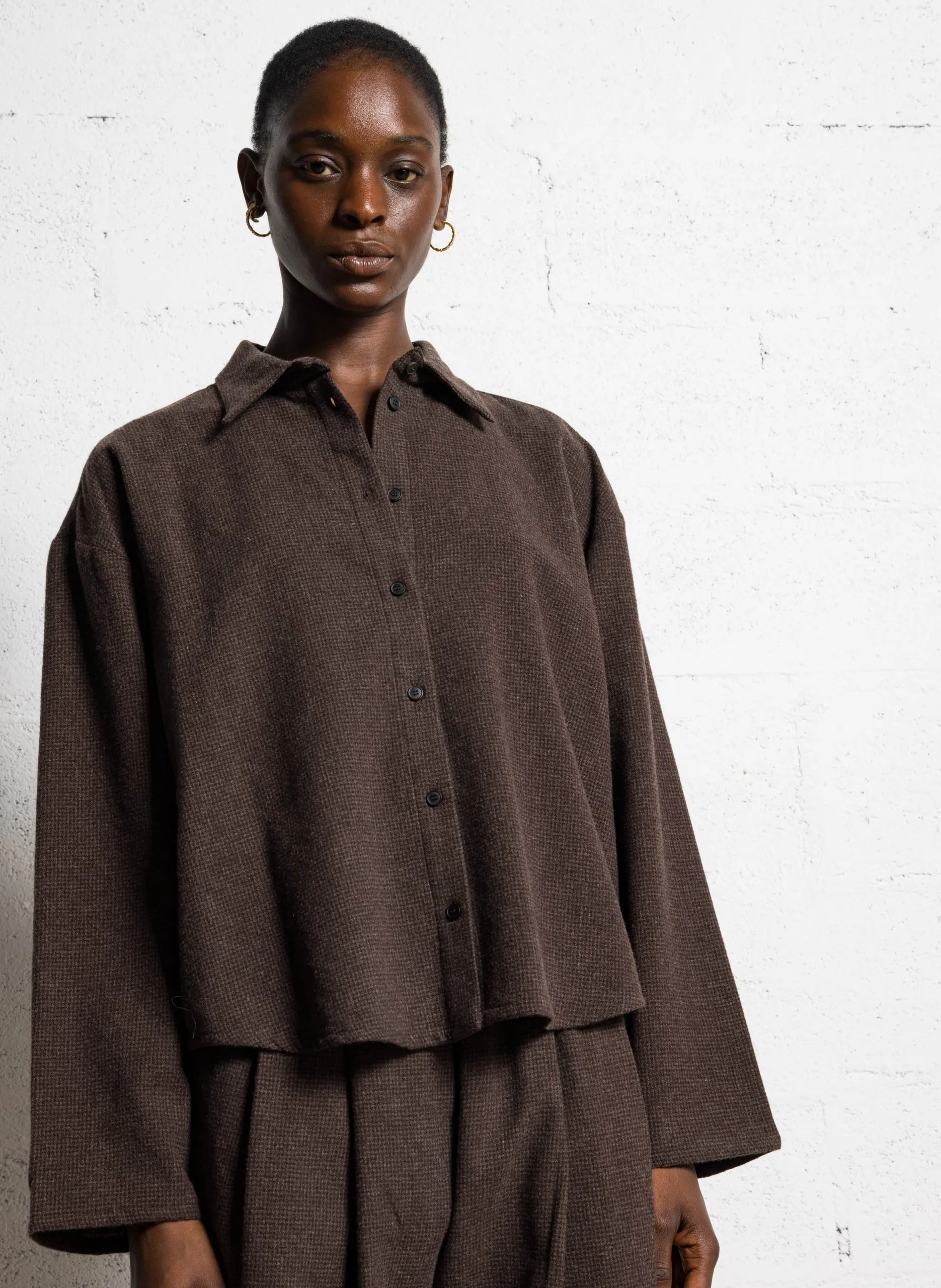 Oversize Hemd mit klassischem Karomuster aus Wollmischung Braun LEGRIS