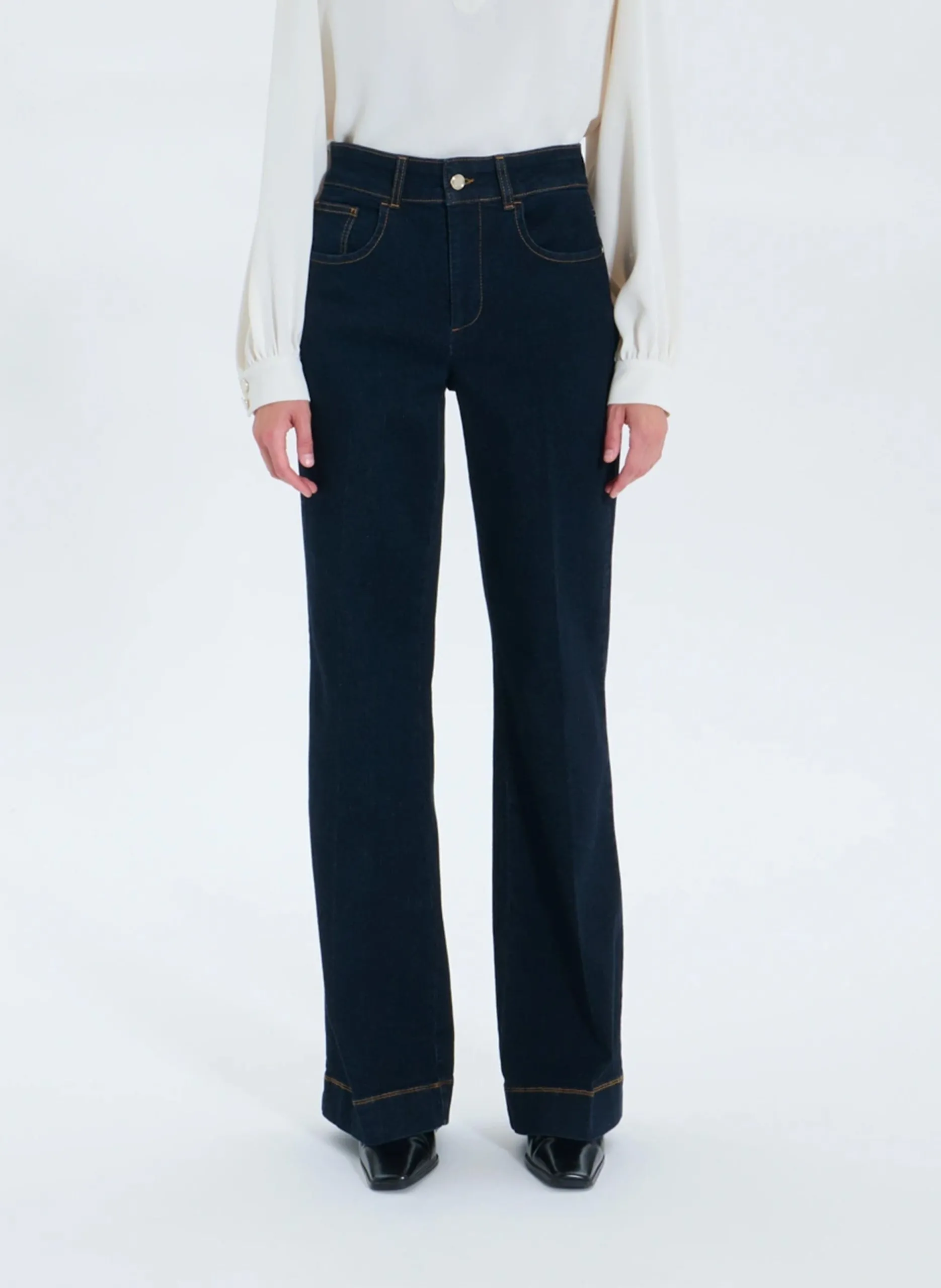 Ausgestellte High Waist Jeans aus Baumwoll-Mix Blau JESSIE