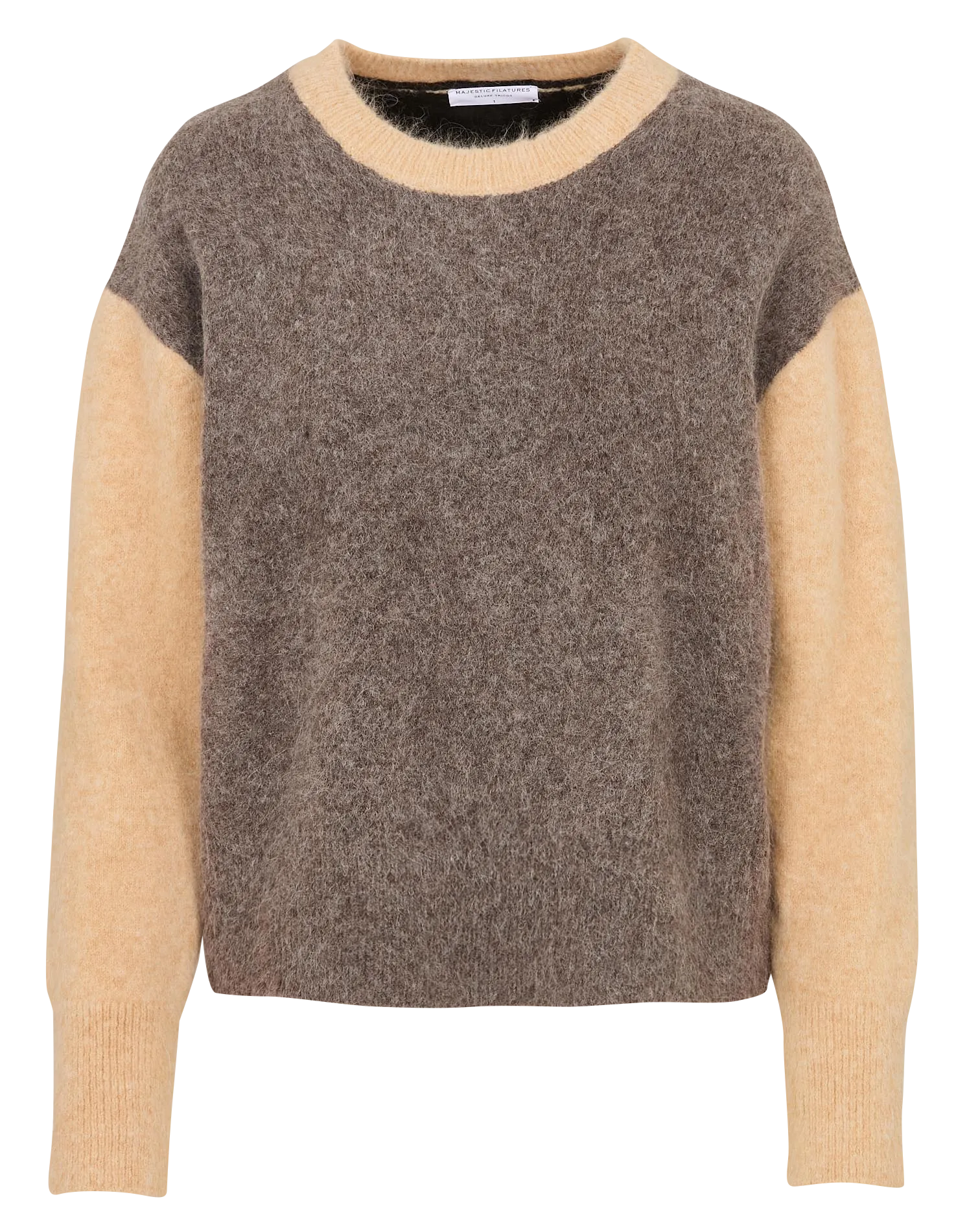 Weiter Rundhalspullover aus Alpaka-Mix Mehrfarbig