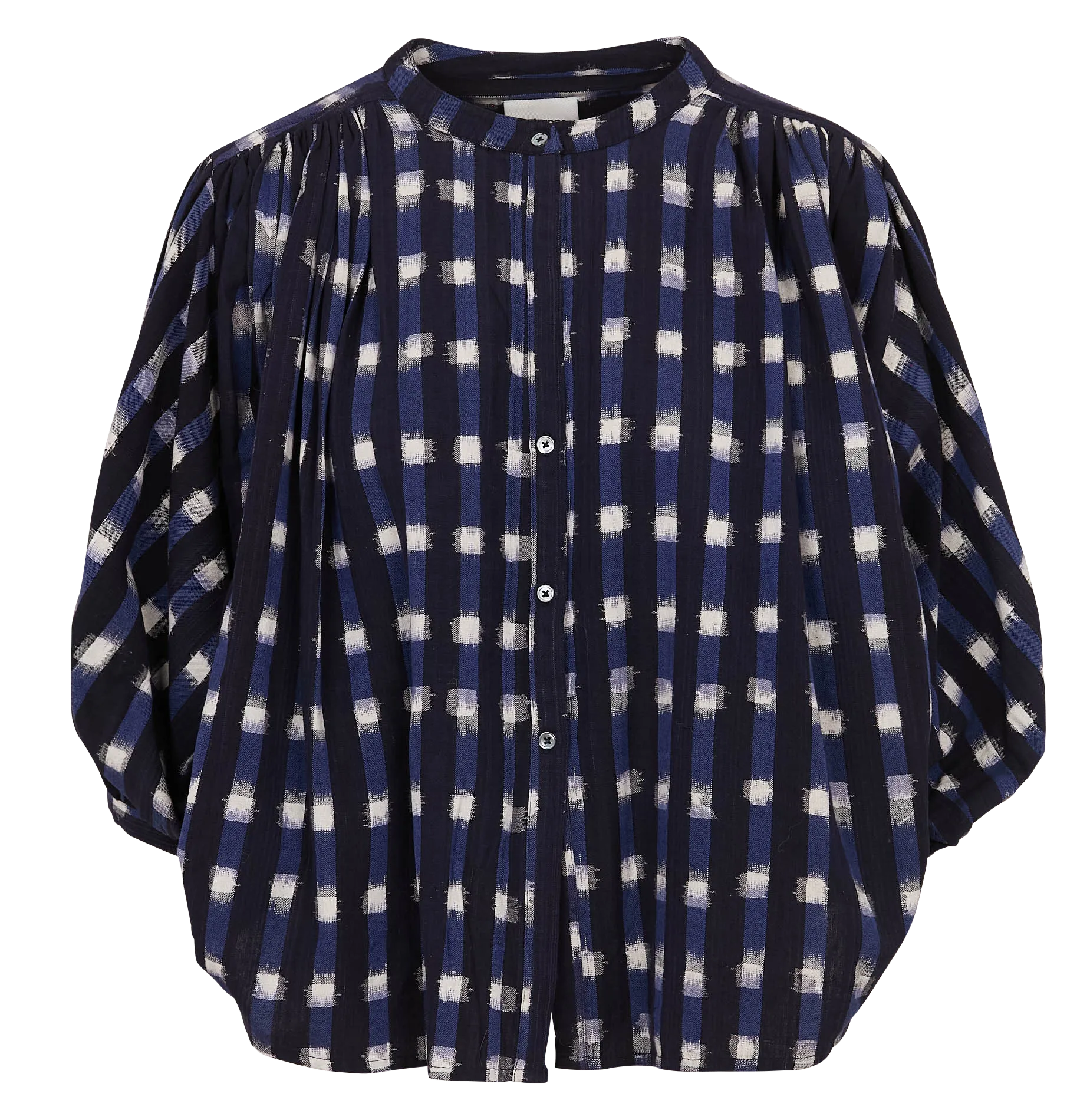 Weite Baumwollbluse mit Mao-Kragen Grau INK