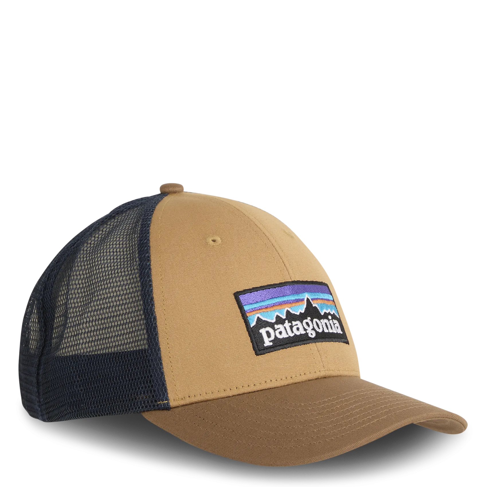 Bestickte Kappe aus Baumwolle und Mesh Beige