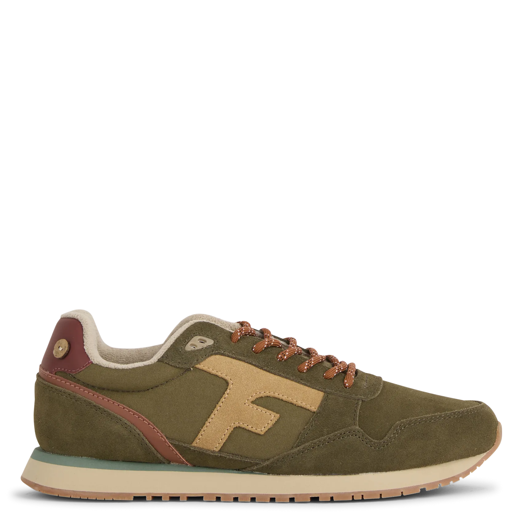 Sneaker aus Leder-Mix Khaki ELM