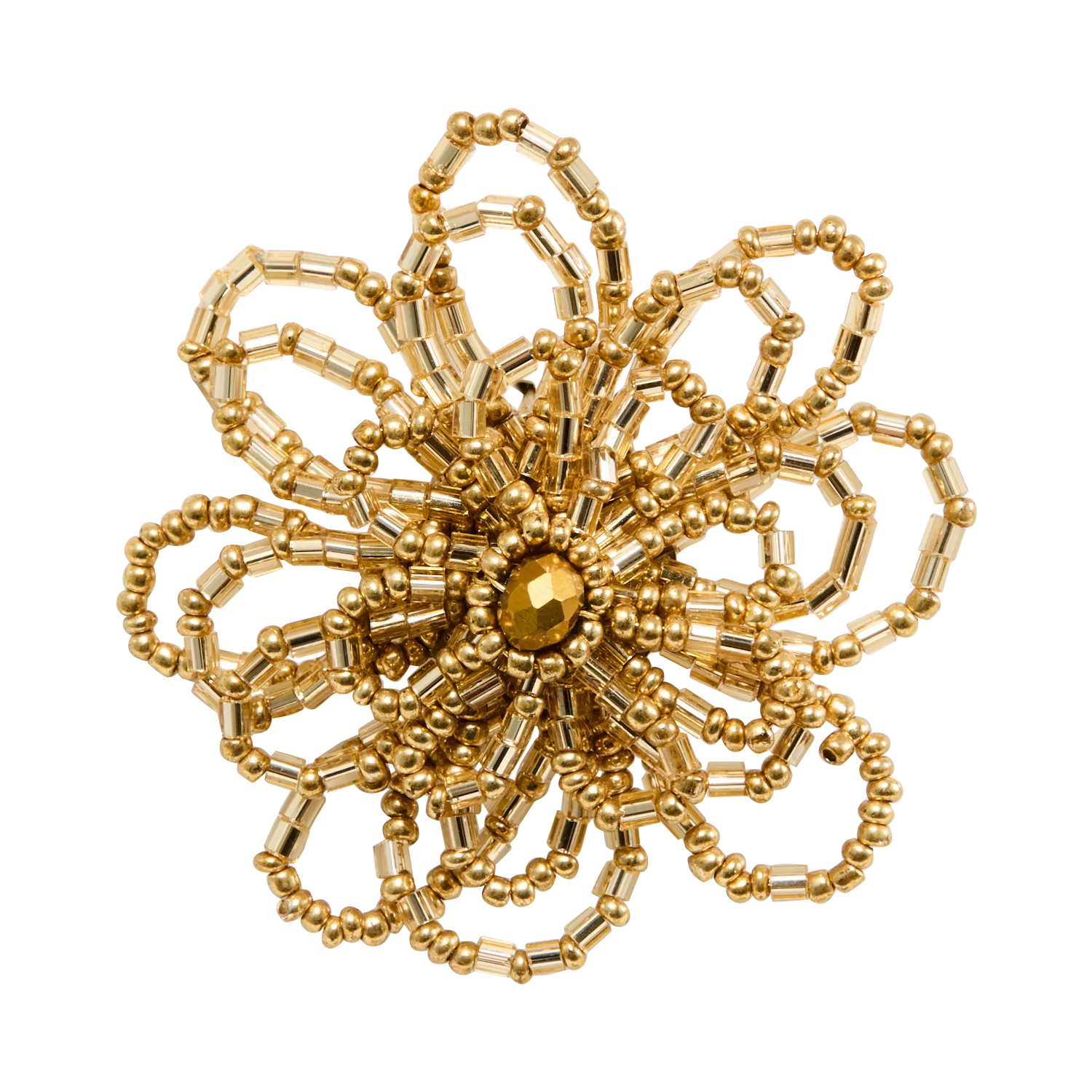 Perlenblumen-Brosche Golden FREYA