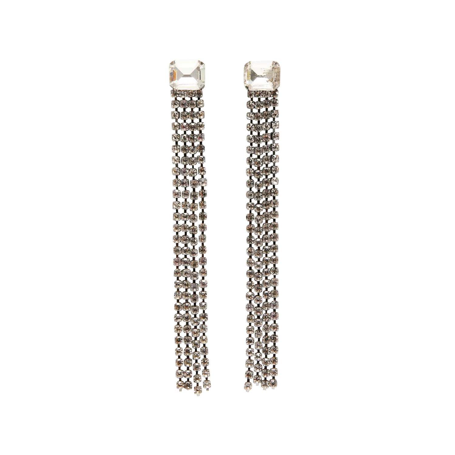 Lange Ohrringe mit Strass im Fransendesign. Silber SCARLET