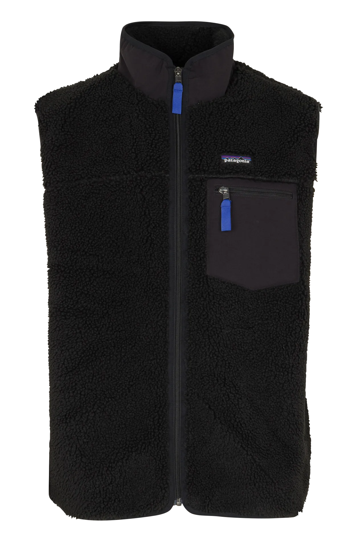 Gerade Fleecejacke mit Stehkragen Schwarz