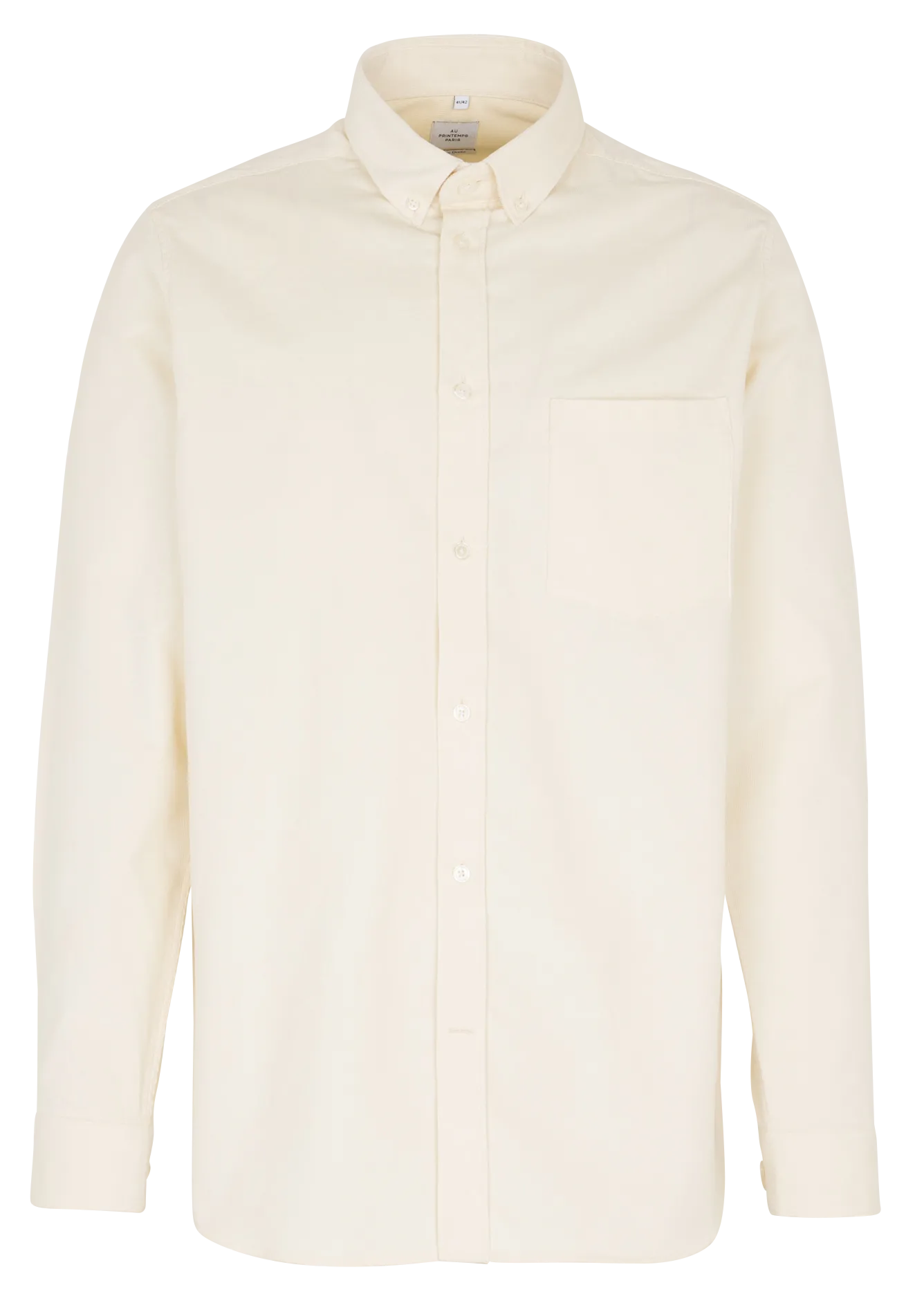 Gerade geschnittenes, geripptes Baumwollhemd Beige CELOUR-D