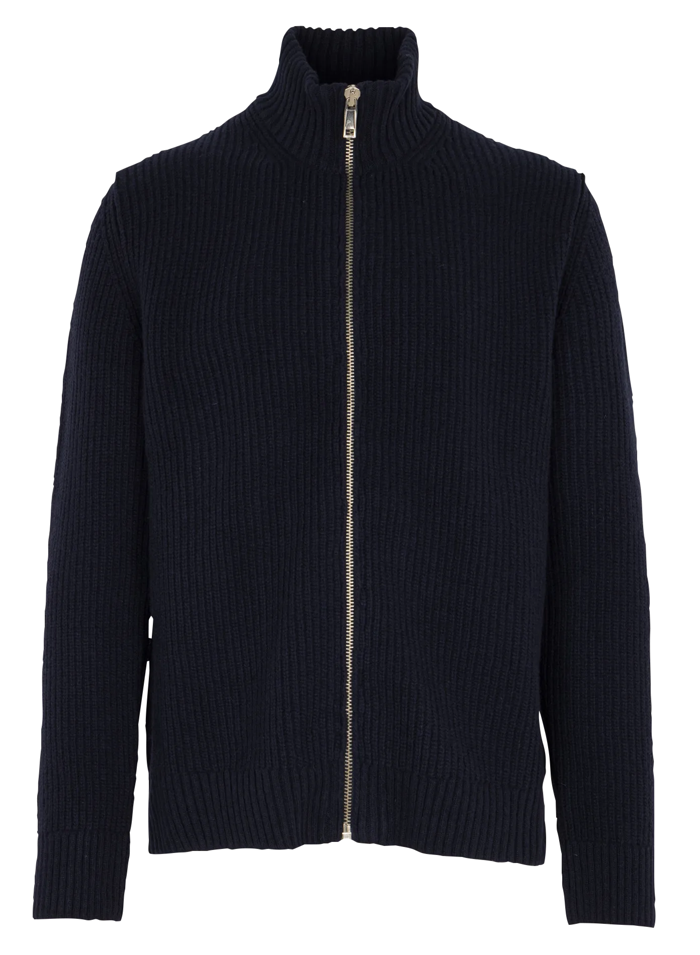 Gestreifter Reißverschluss-Cardigan aus einfarbigem Rippenstrick Blau GEFIL-C