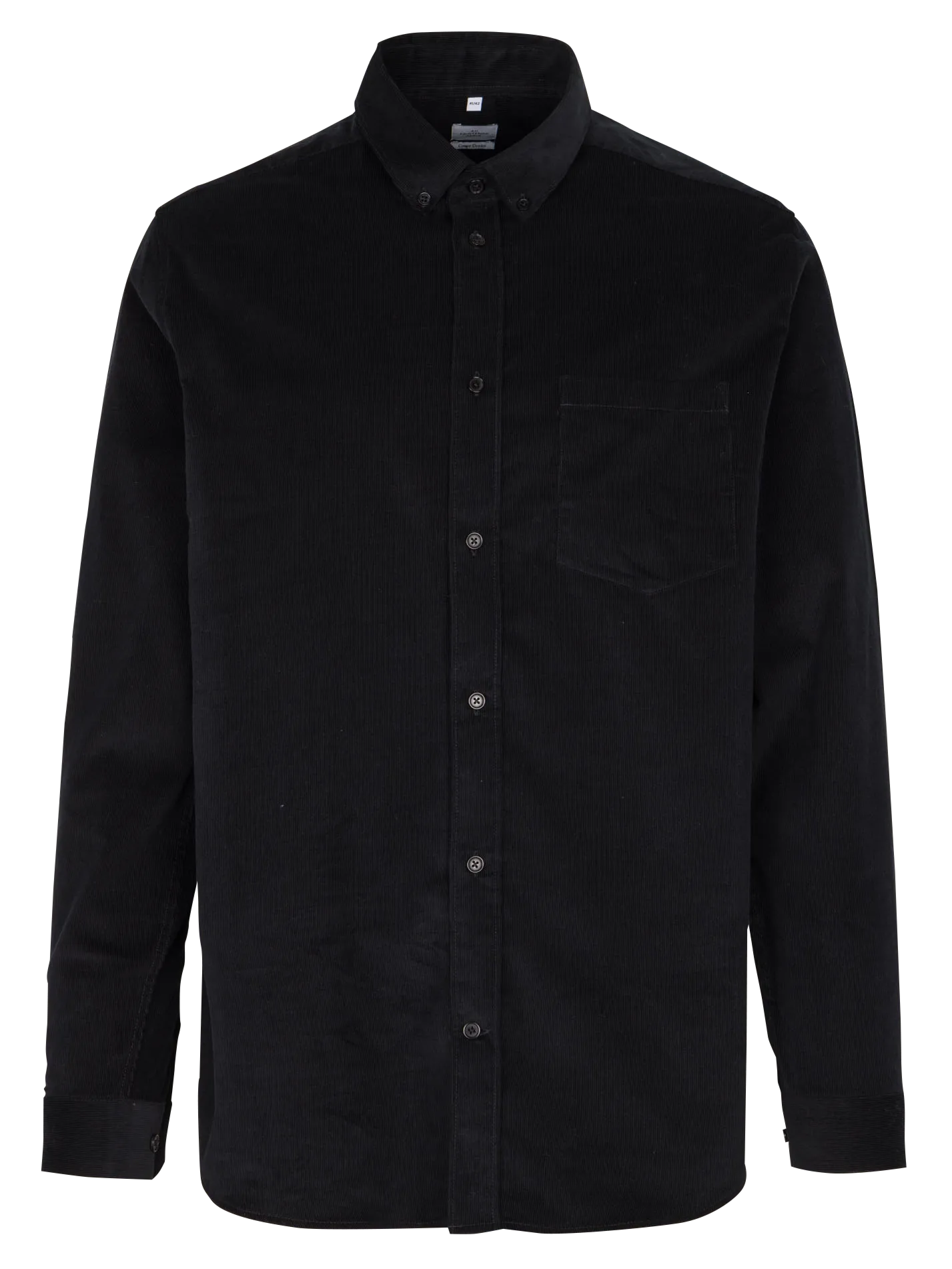Gerade geschnittenes, geripptes Baumwollhemd Schwarz CELOUR-D