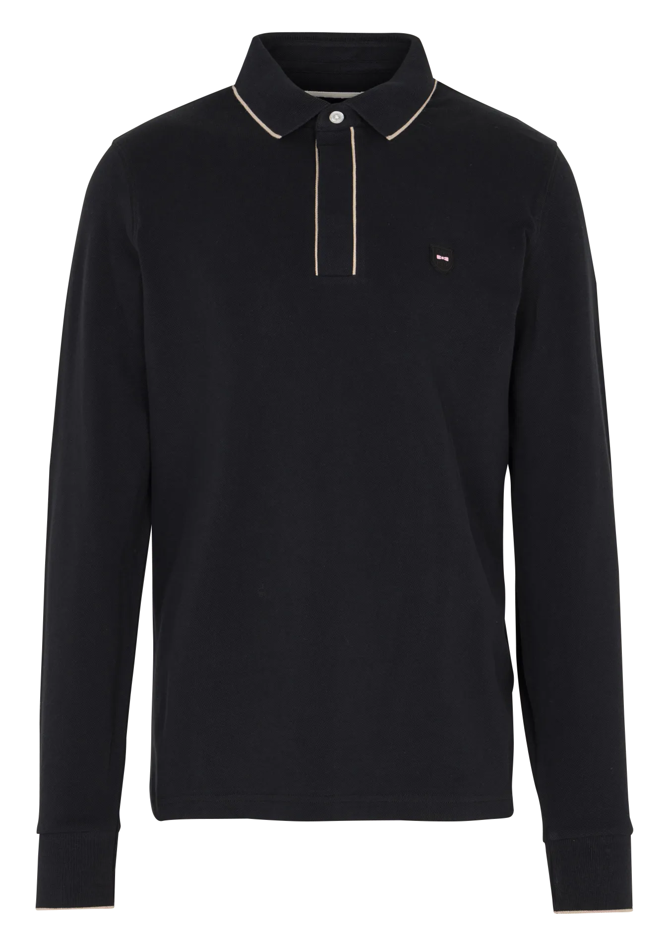 Langärmliges Poloshirt aus Baumwoll-Mix Schwarz