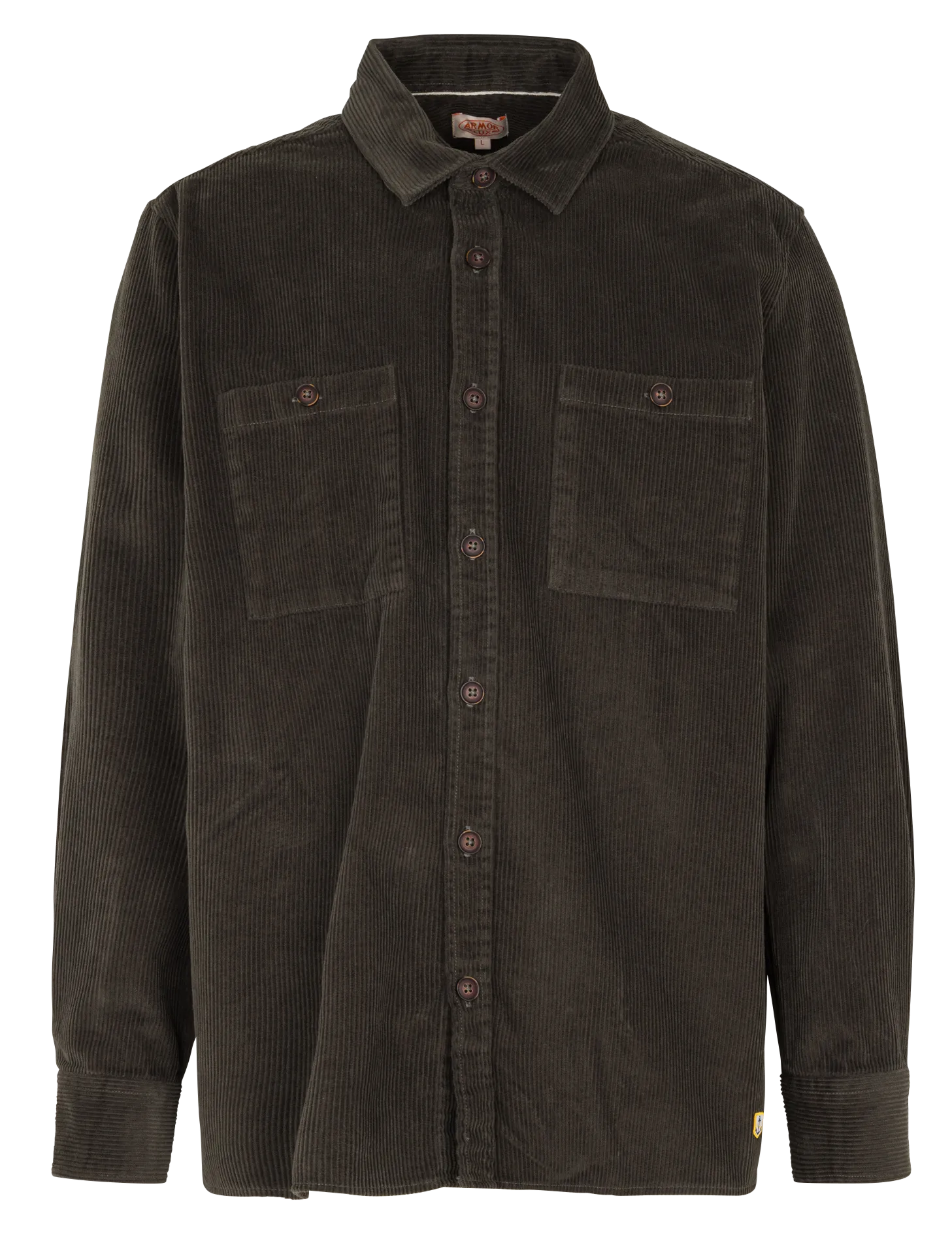 Baumwoll-Hemdjacke mit klassischem Kragen Khaki