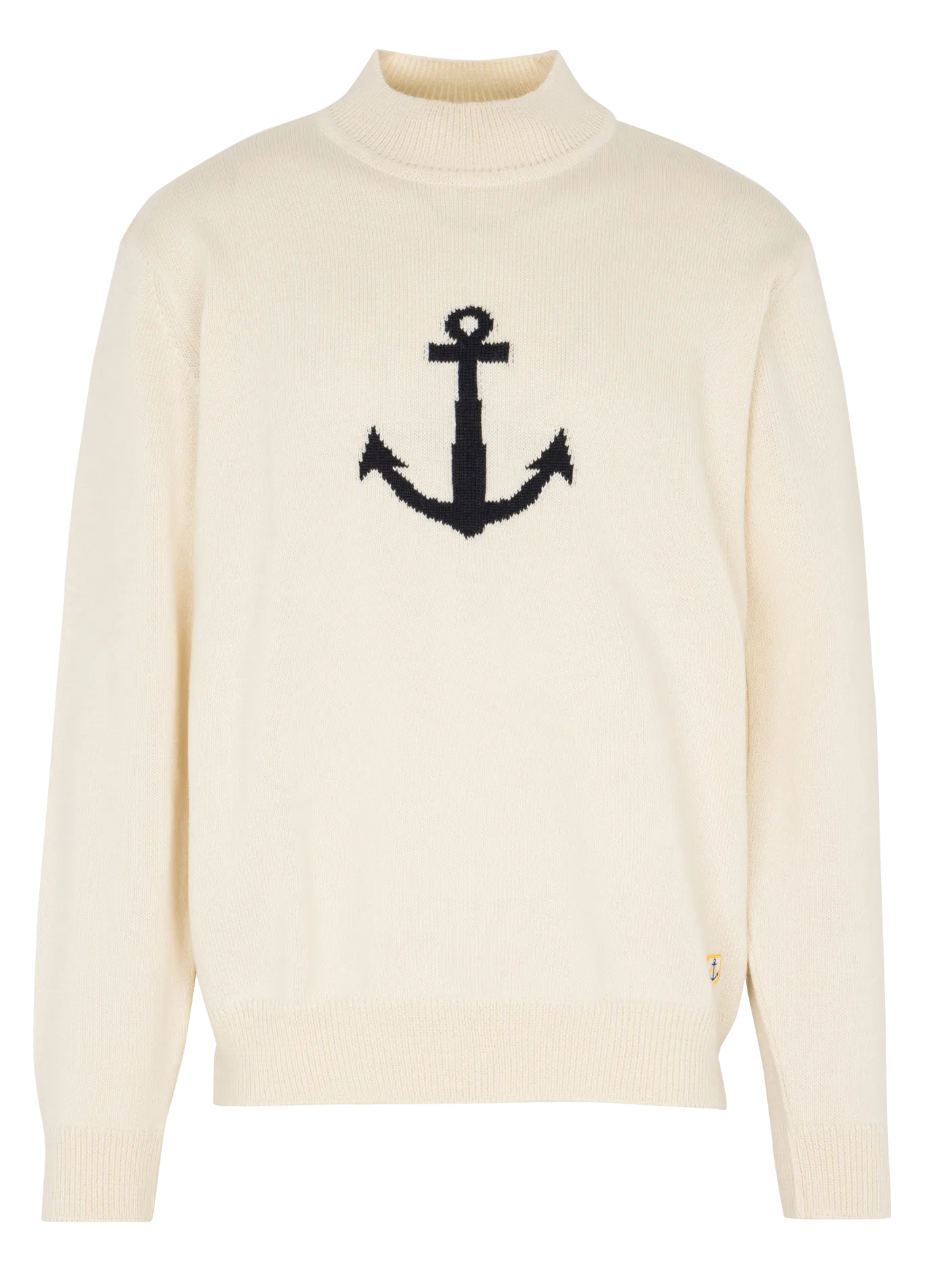 Gerader Pullover mit Stehkragen und Tintenfischmuster aus Wolle Beige HERITAGE