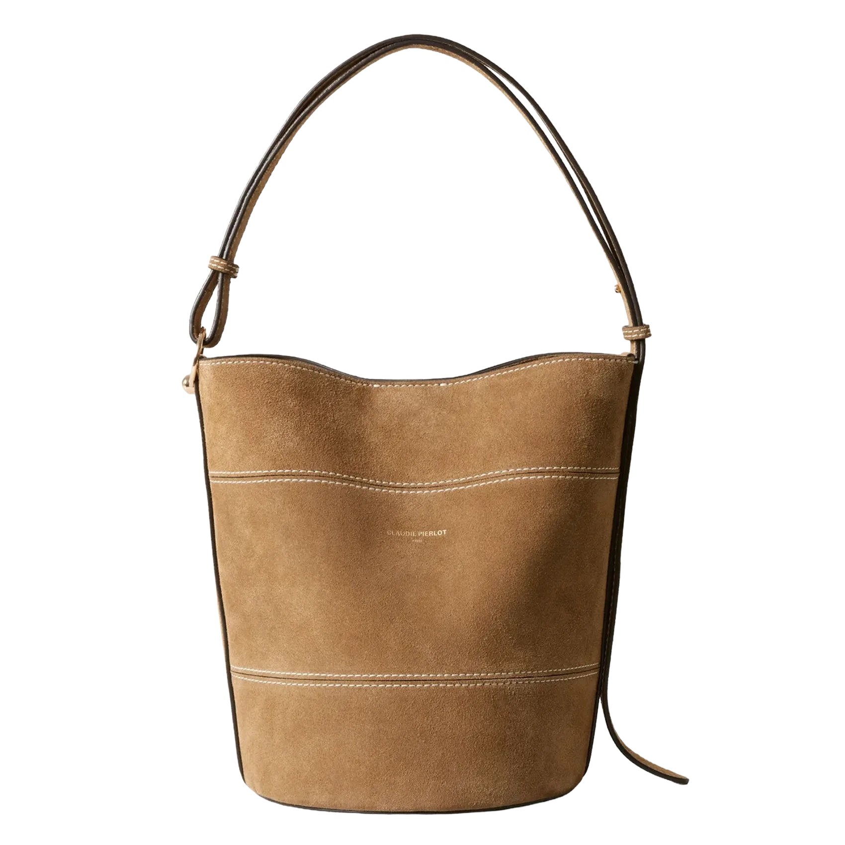 Beuteltasche aus Veloursleder Beige