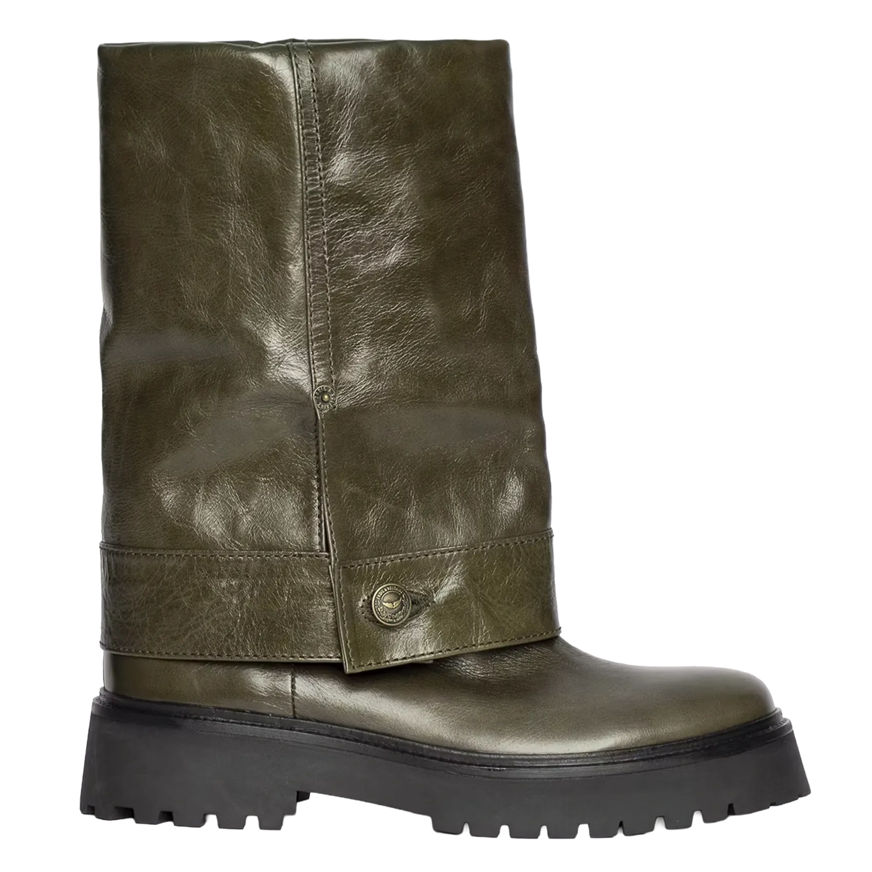 Hose Stiefel aus Vintage-Lederimitat Grun ANGIE