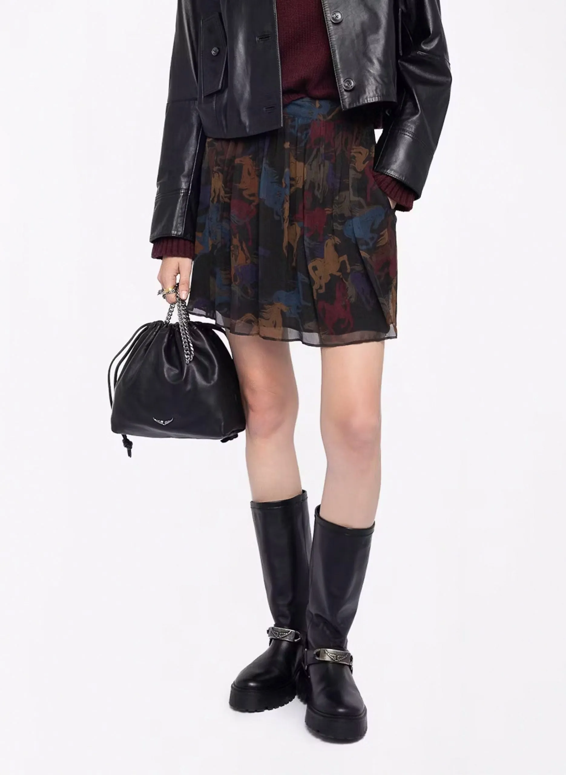 Axiroad - Bedruckter Midirock Braun JADYS