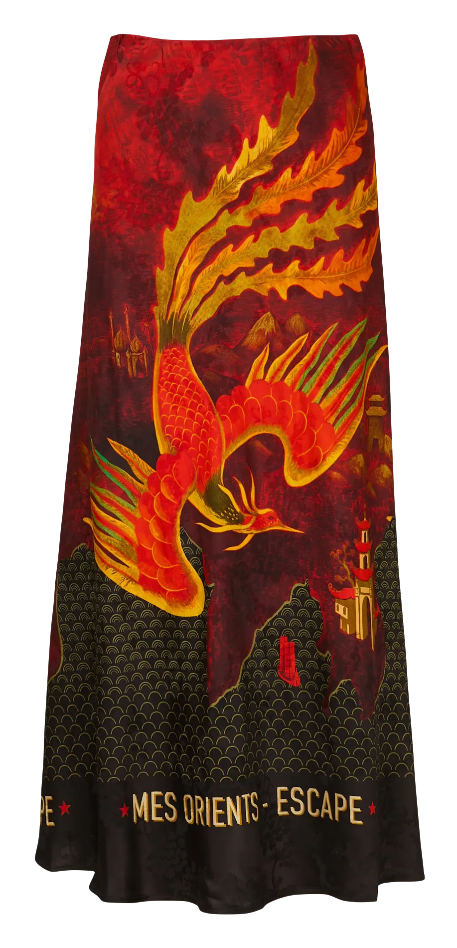 Anel - Bedruckter Midirock Rot PAIRA