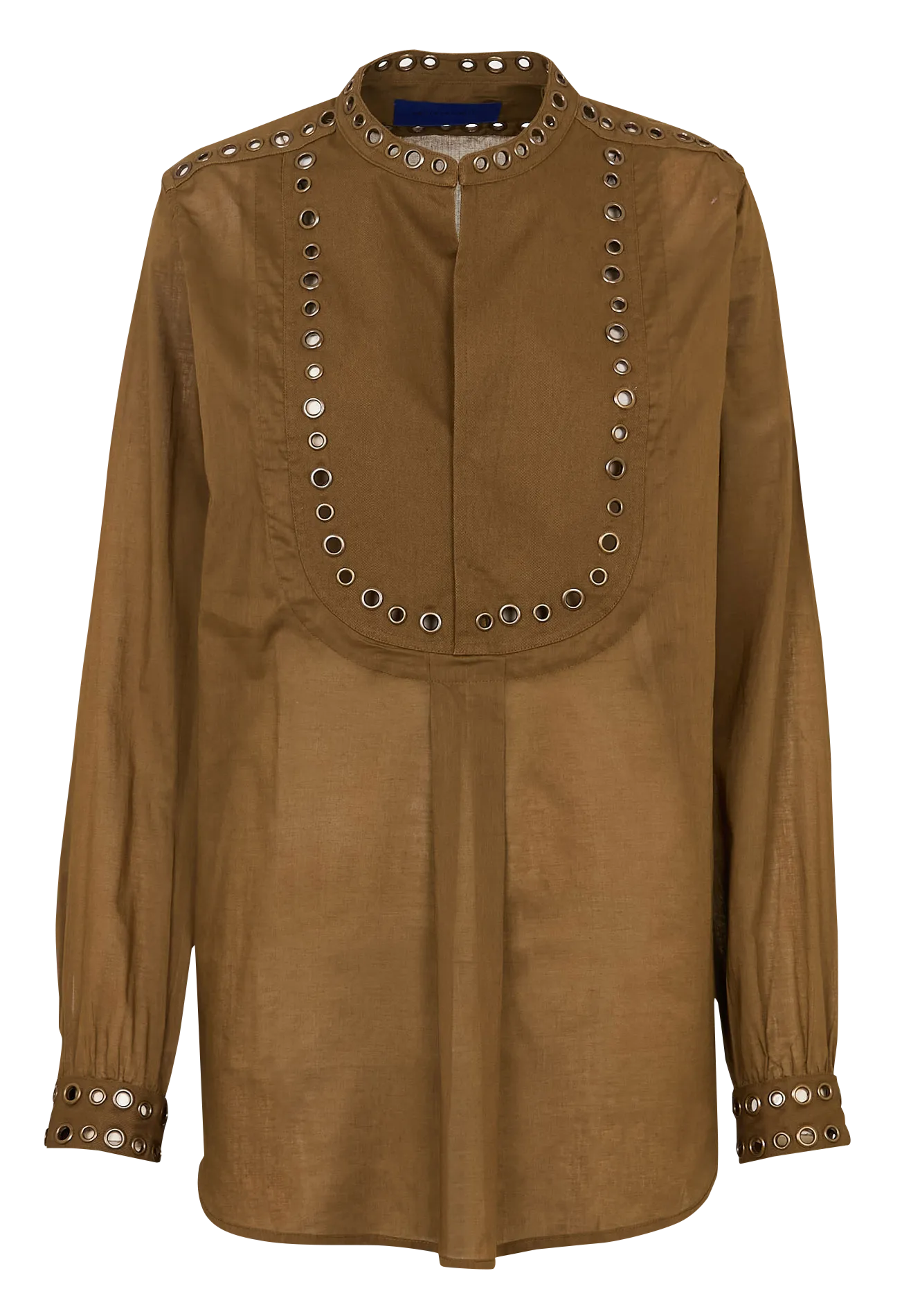 Weites Baumwoll-Top mit Henley-Ausschnitt Khaki ROMI