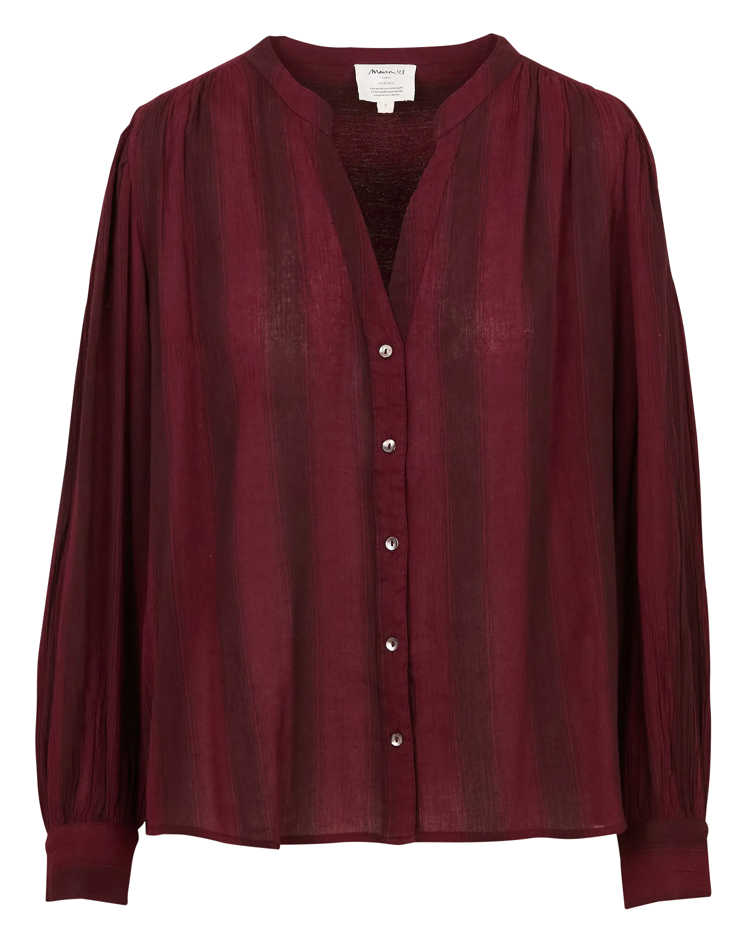 Bluse mit Henley-Ausschnitt aus Baumwoll-Mix Rot STELLA