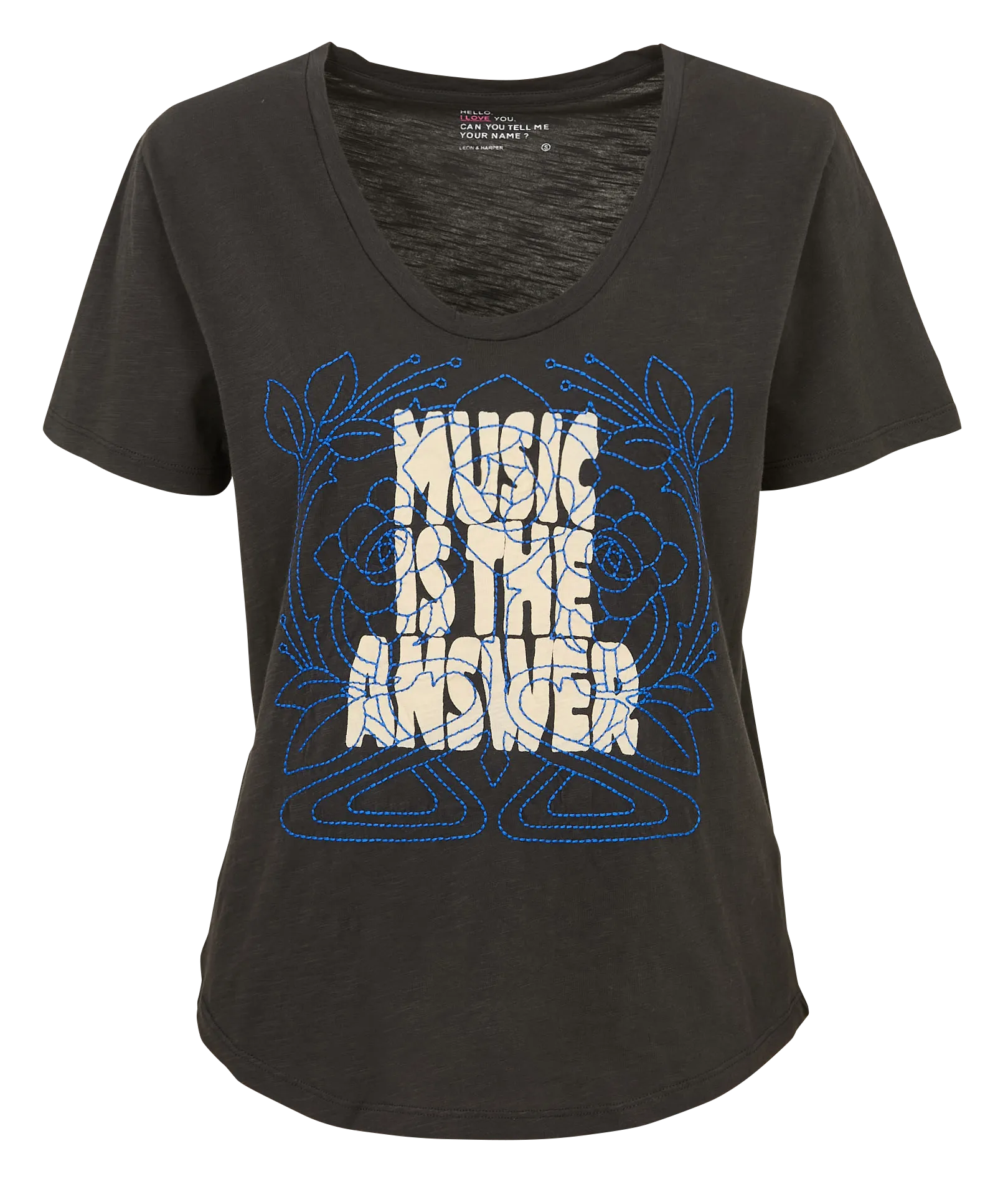 Rundhals-T-Shirt aus Bio-Baumwolle Grau TIZIA