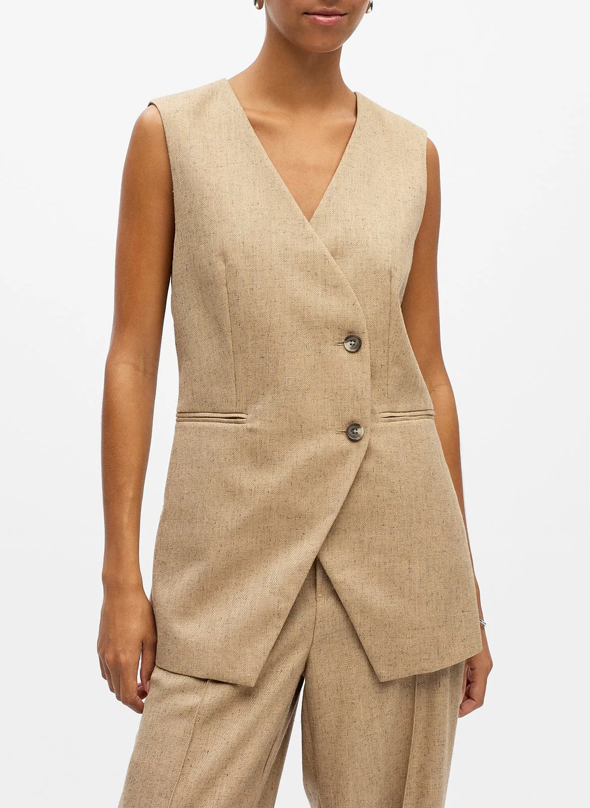 Anzugweste mit V-Ausschnitt Braun BEA