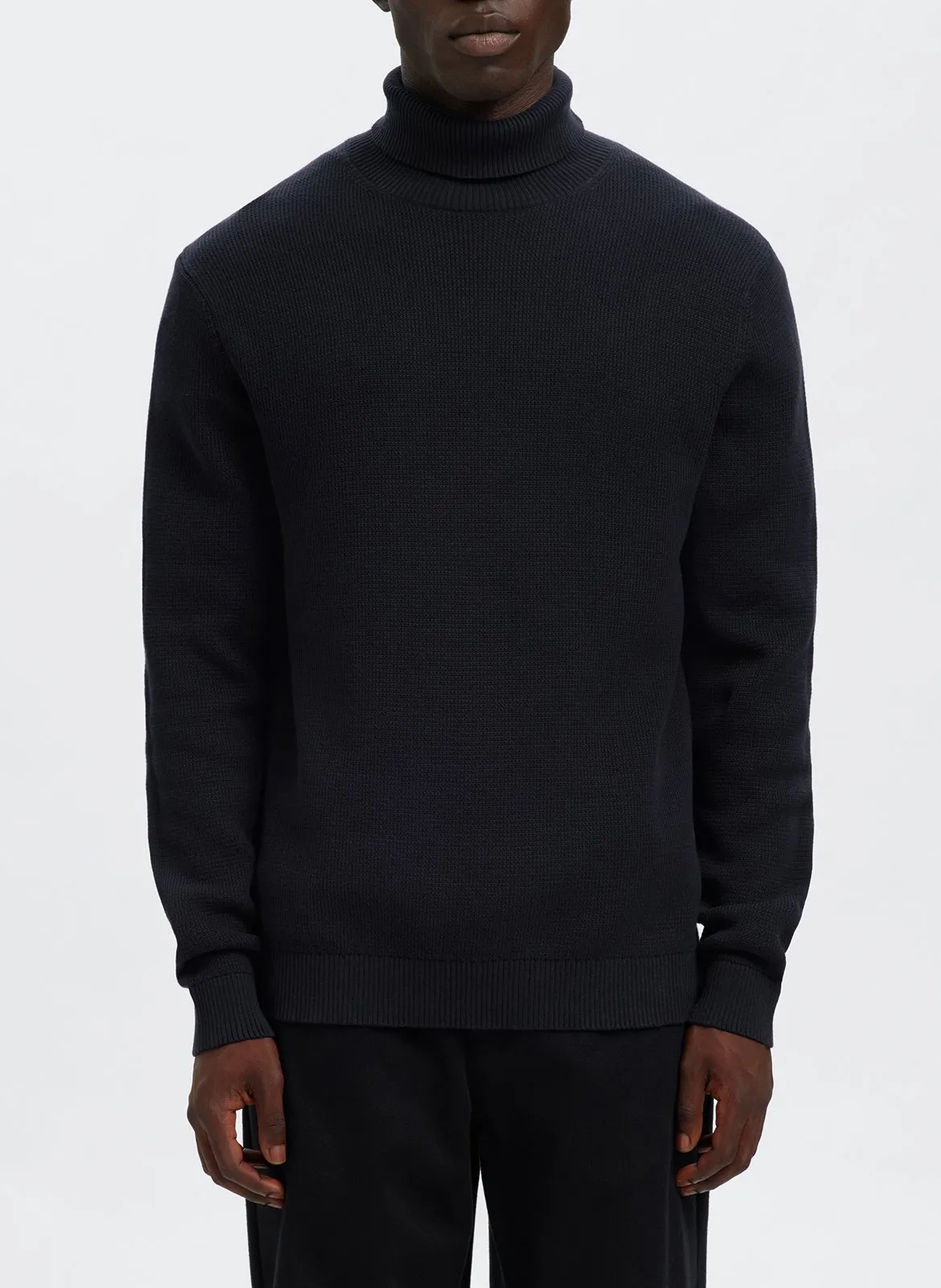 Gerader Rollkragenpullover aus Bio-Baumwolle Blau DANE